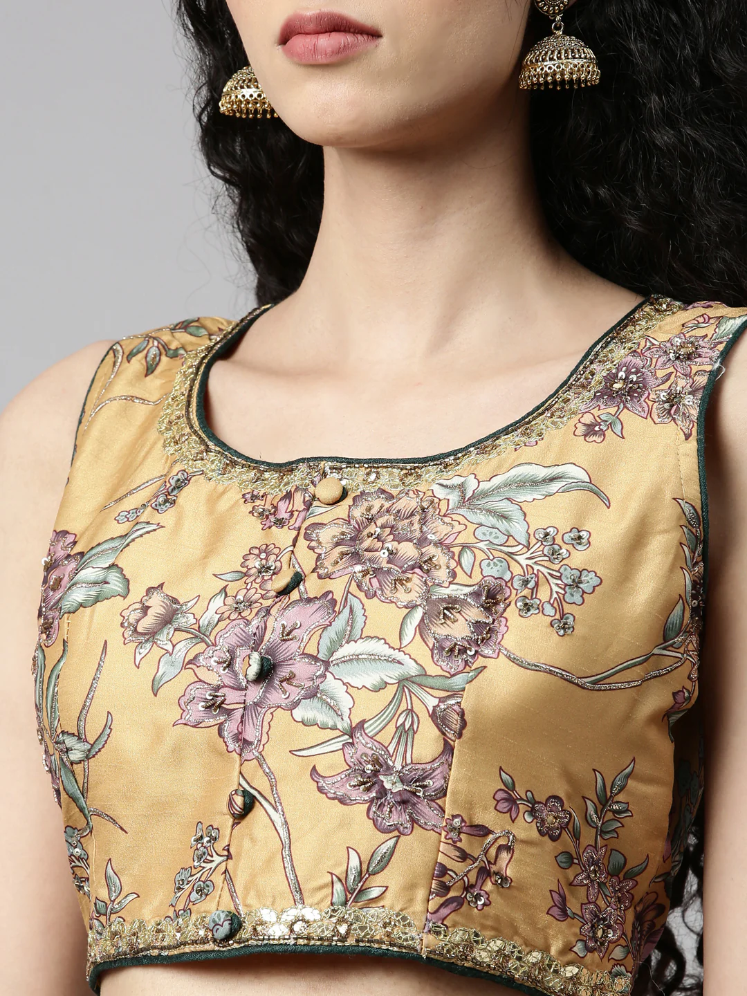 Neerus Mustard Color Georgette Fabric Lehenga Set - Image 9