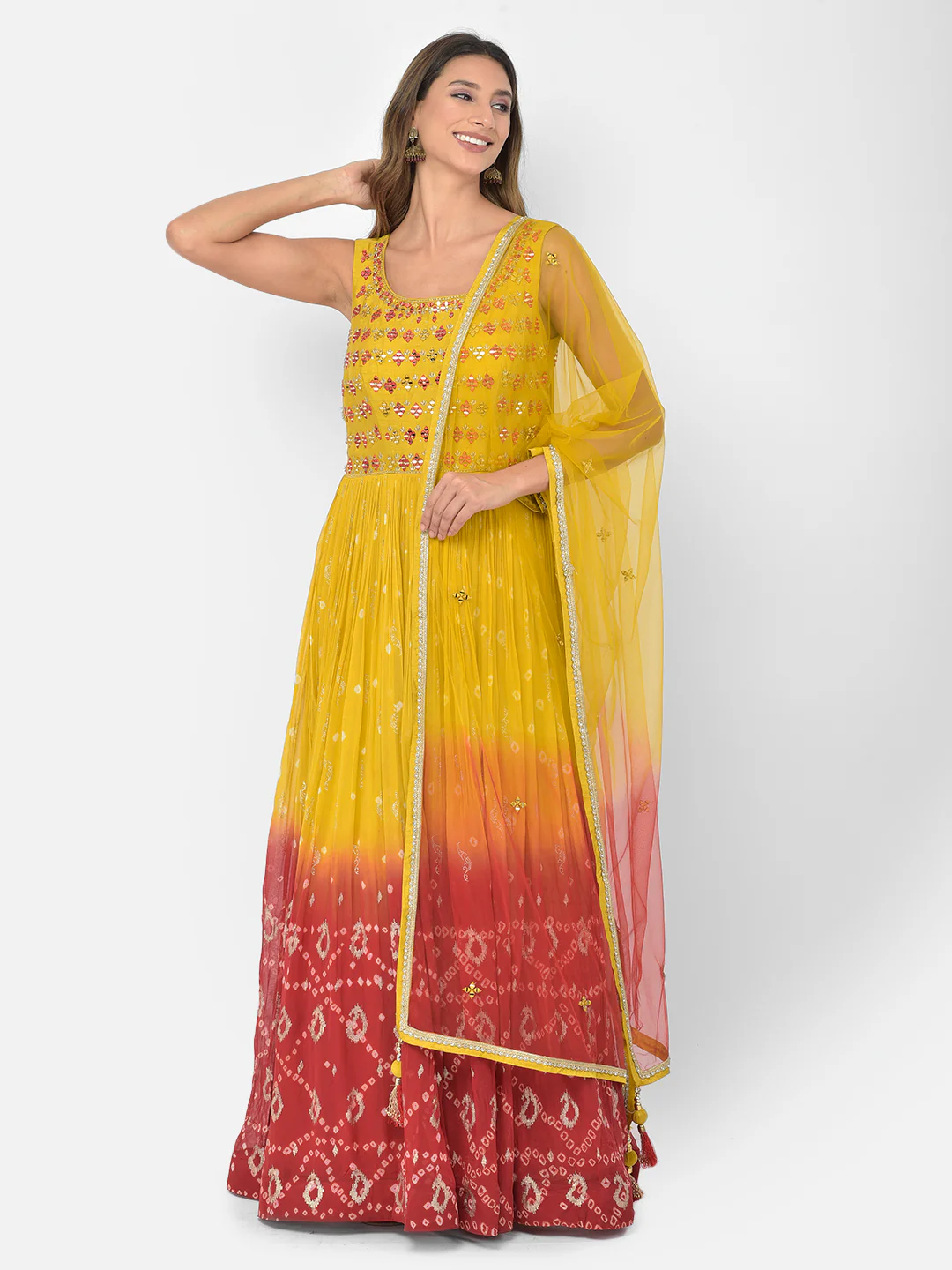 Neerus Mustard Color Georgette Fabric Salwar Kameez - Image 2
