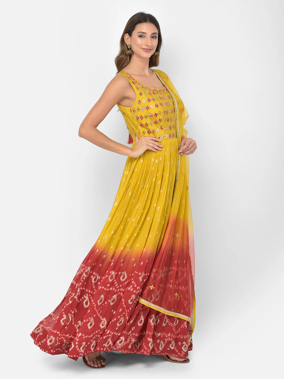 Neerus Mustard Color Georgette Fabric Salwar Kameez - Image 4