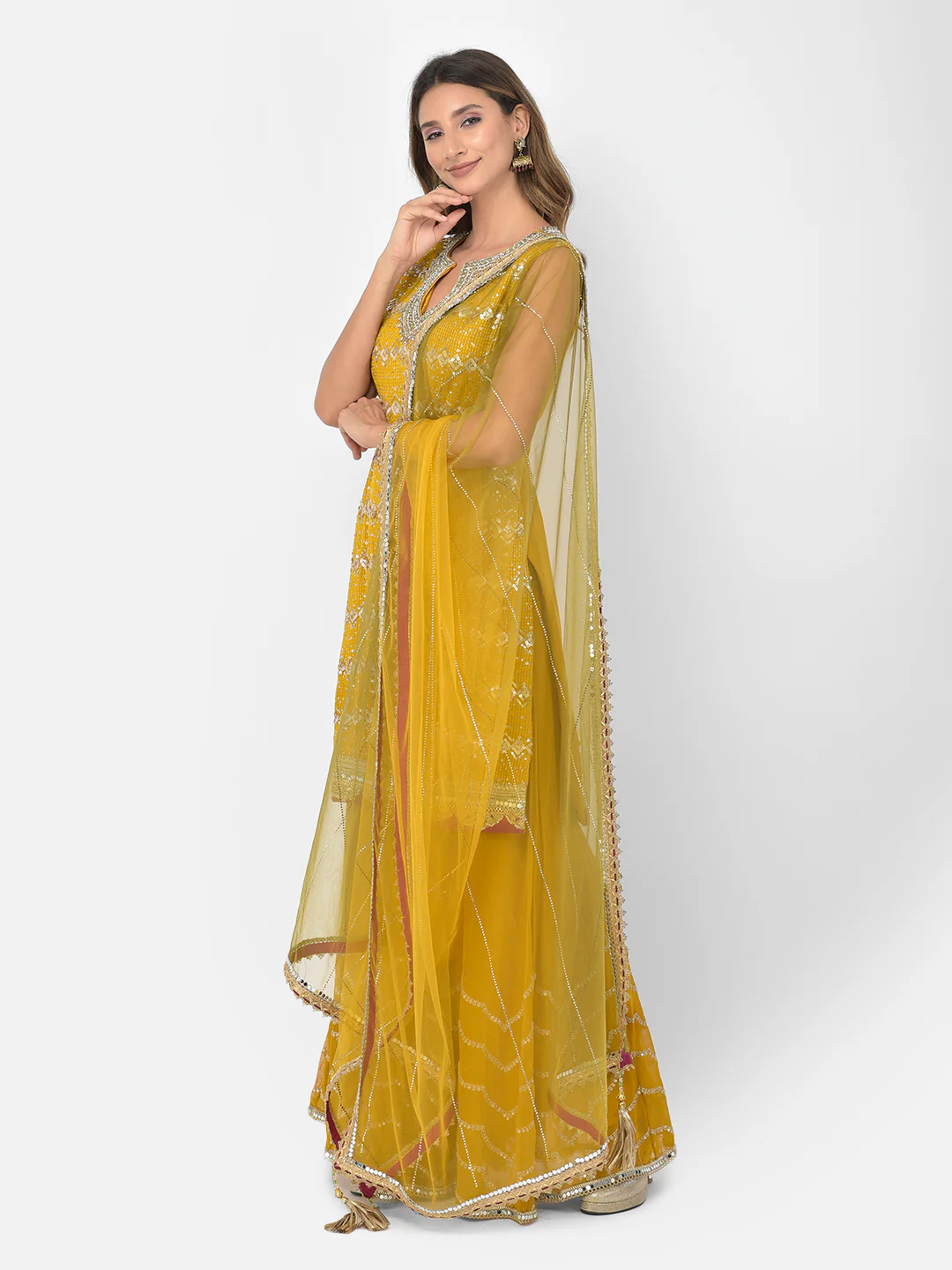 Neerus Mustard Color Georgette Fabric Salwar Kameez - Image 2
