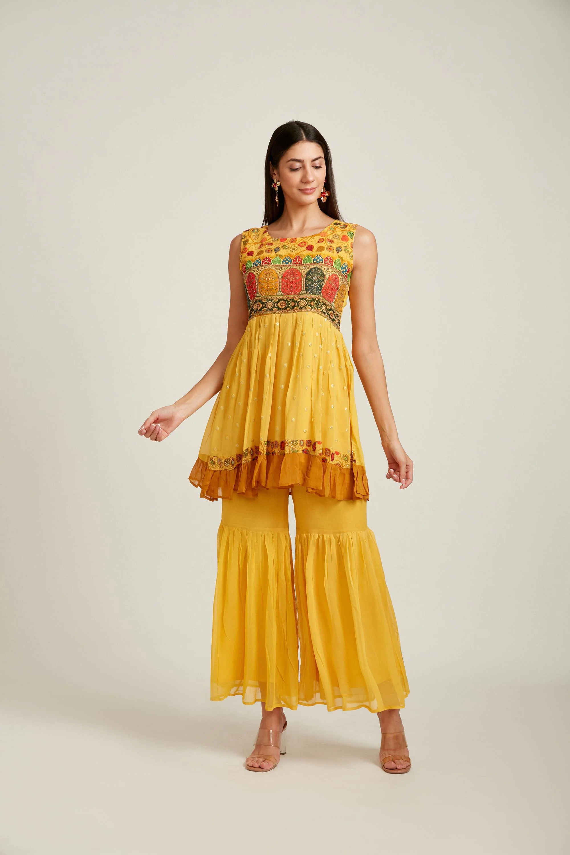 Neerus Mustard Color Georgette Fabric Salwar Kameez - Image 4