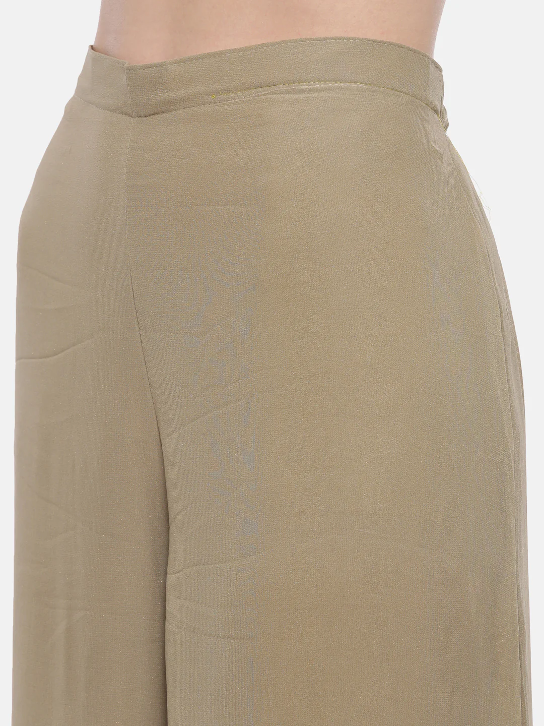 Neerus Mustard Color Georgette Fabric Sleeveless Suit-Plazzo - Image 4