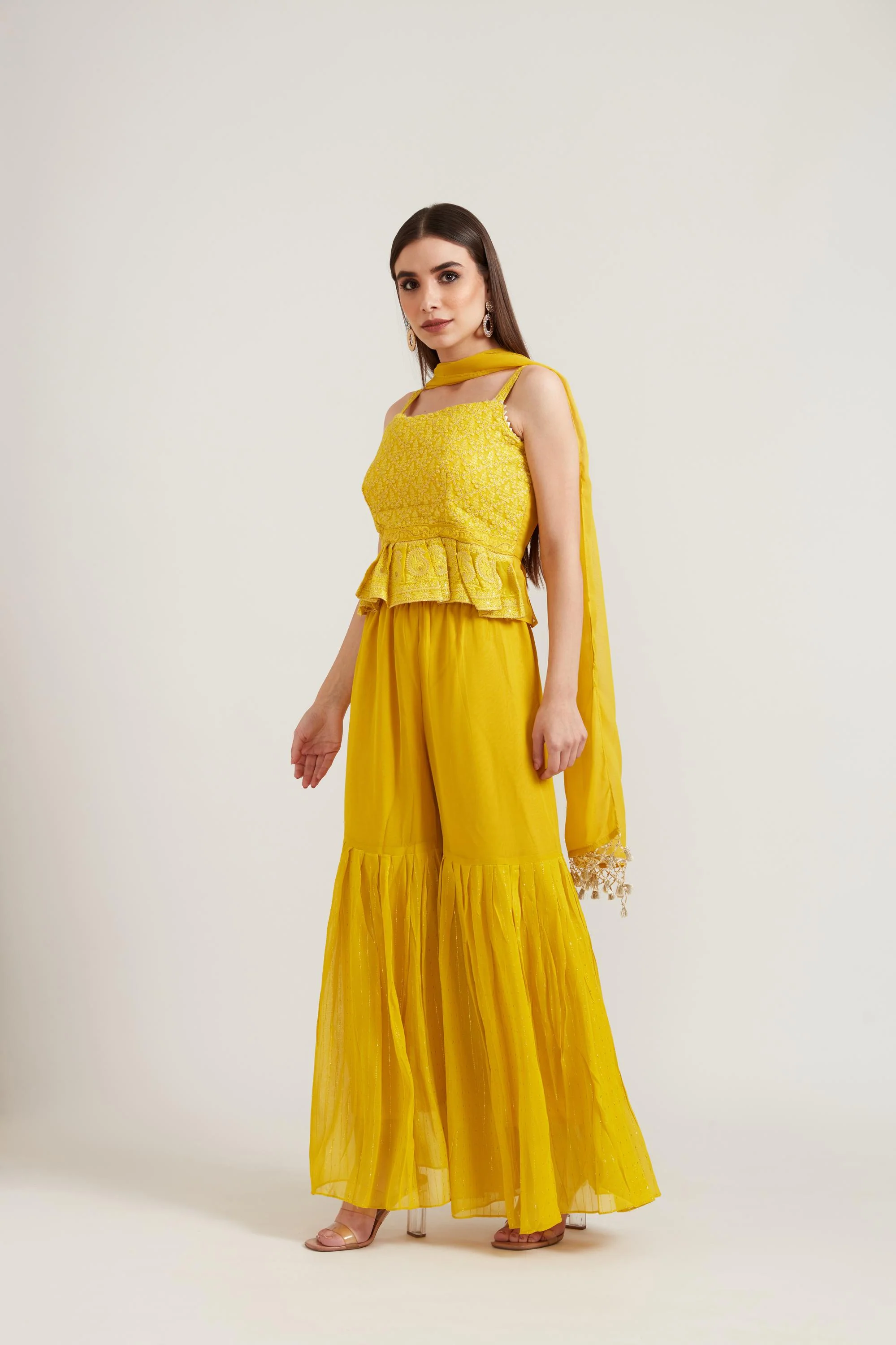 Neerus Mustard Color Georgette Fabric Suit - Image 4