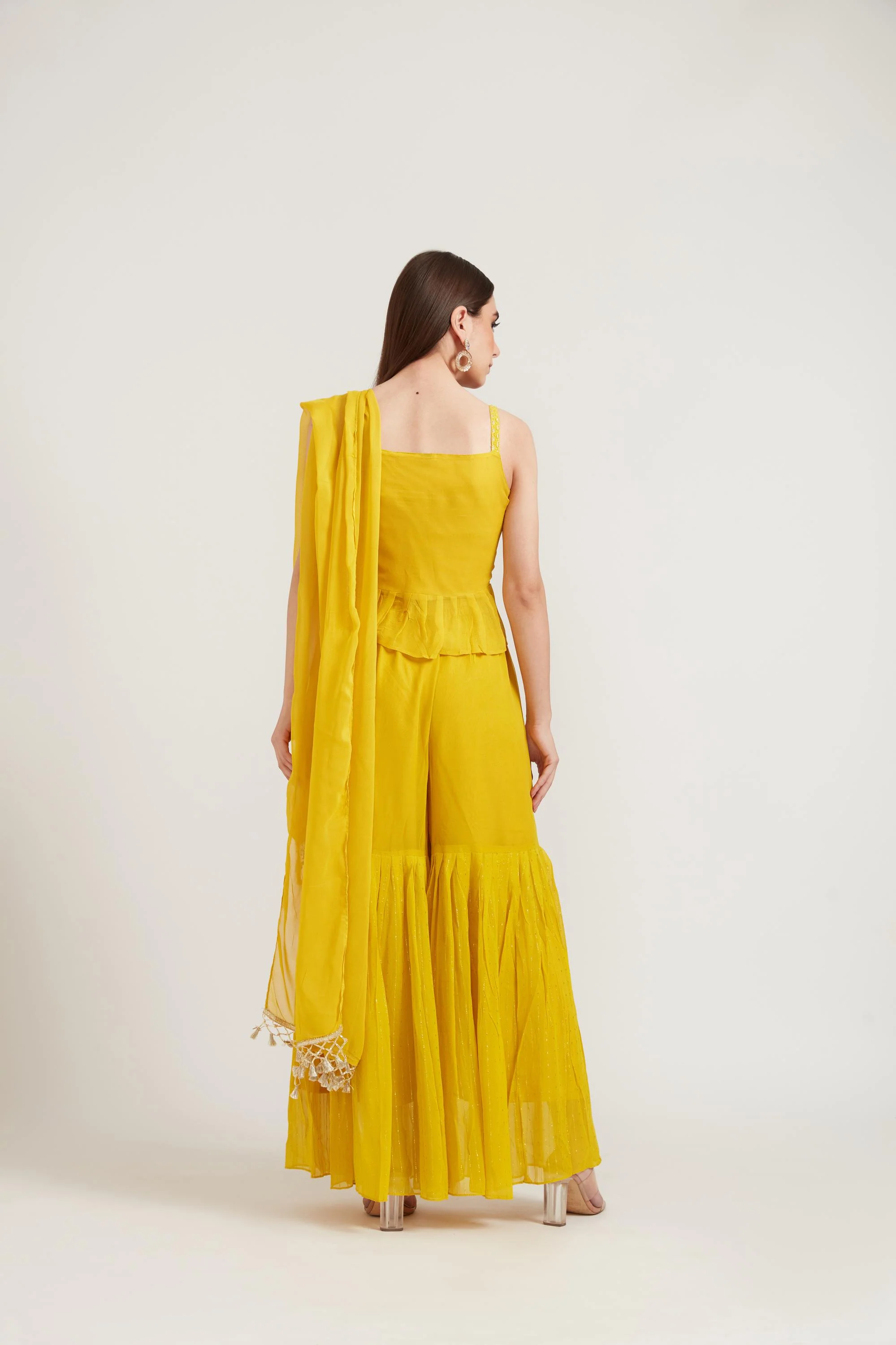 Neerus Mustard Color Georgette Fabric Suit - Image 5