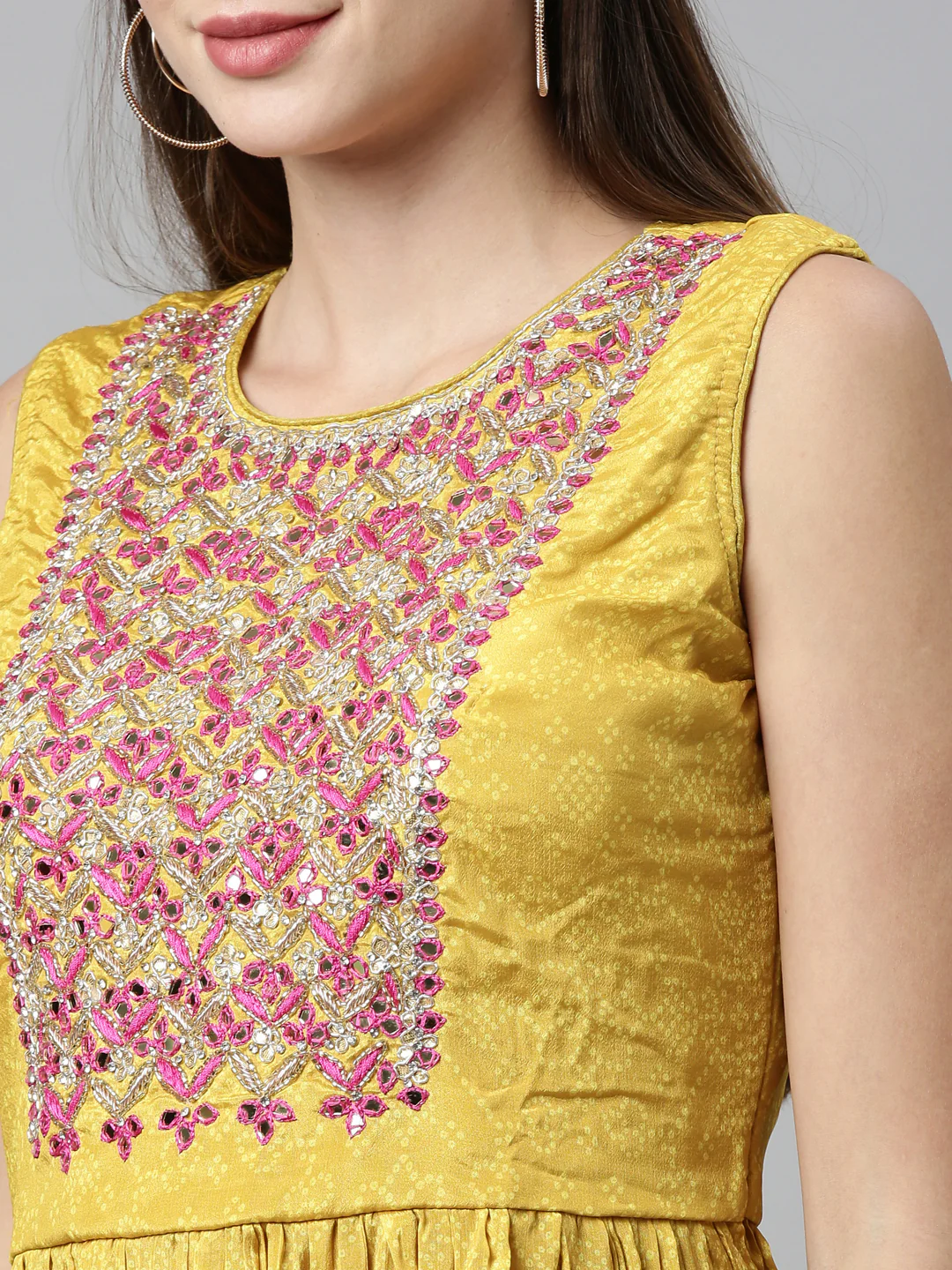 Neerus Mustard Color Jute Silk Fabric Kurta Sets With Dupatta - Image 4
