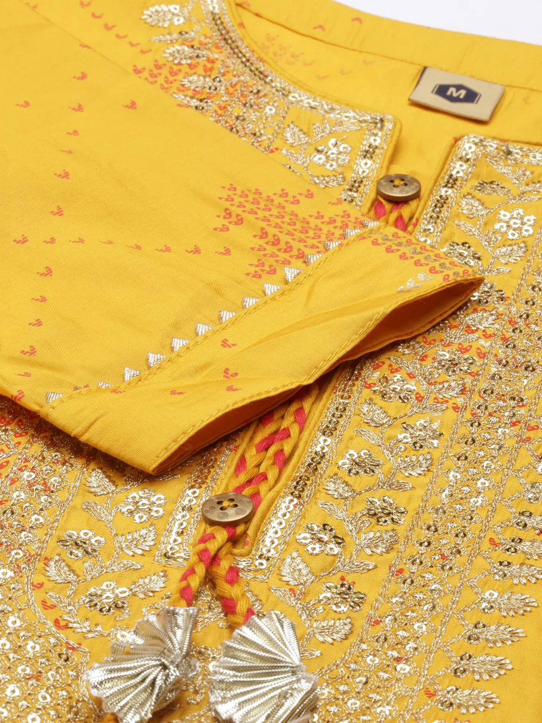 Neerus Mustard Color Model Fabric Kurta - Image 8