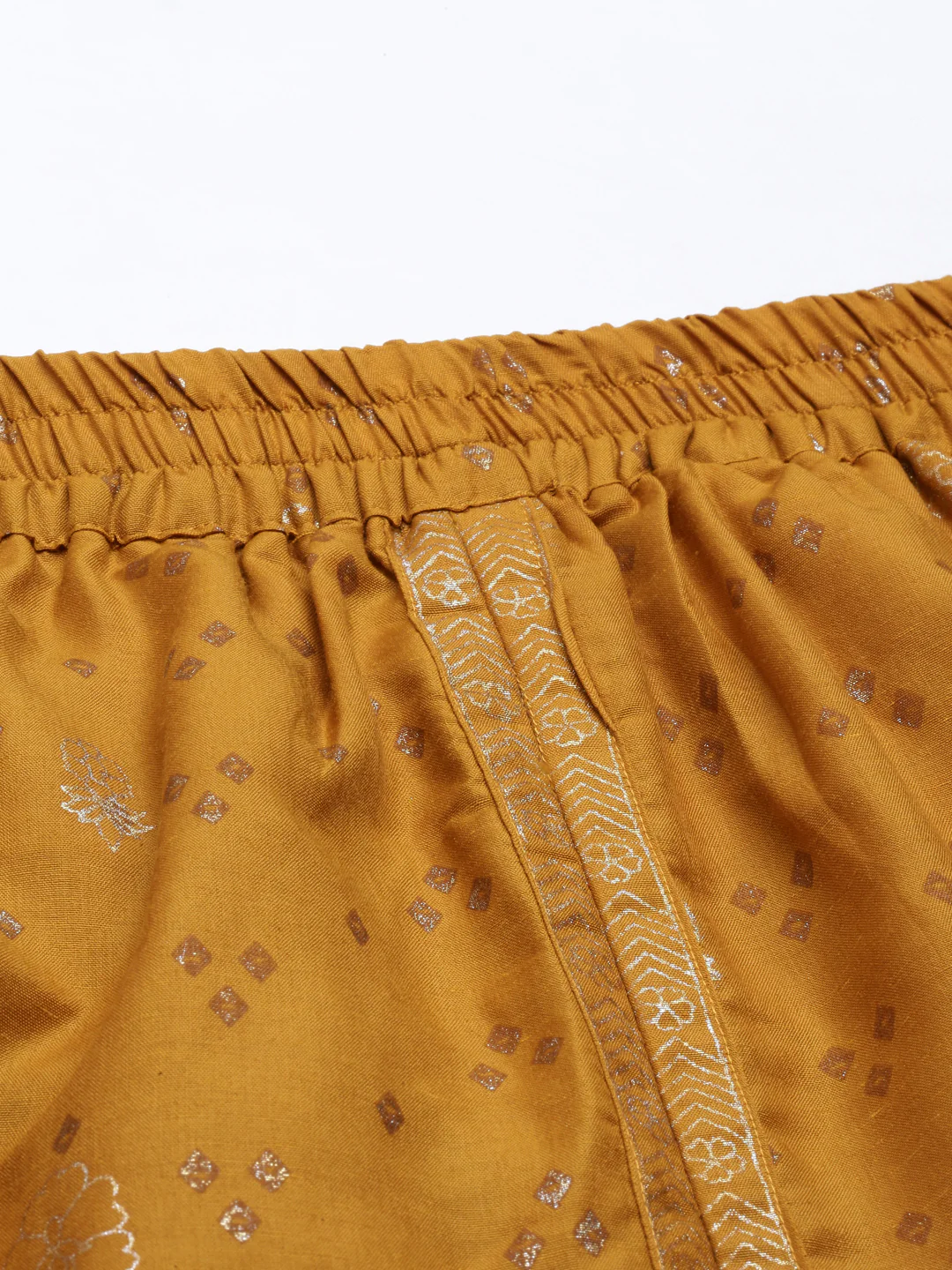 Neerus Mustard Color Muslin Fabric Dhotti - Image 6