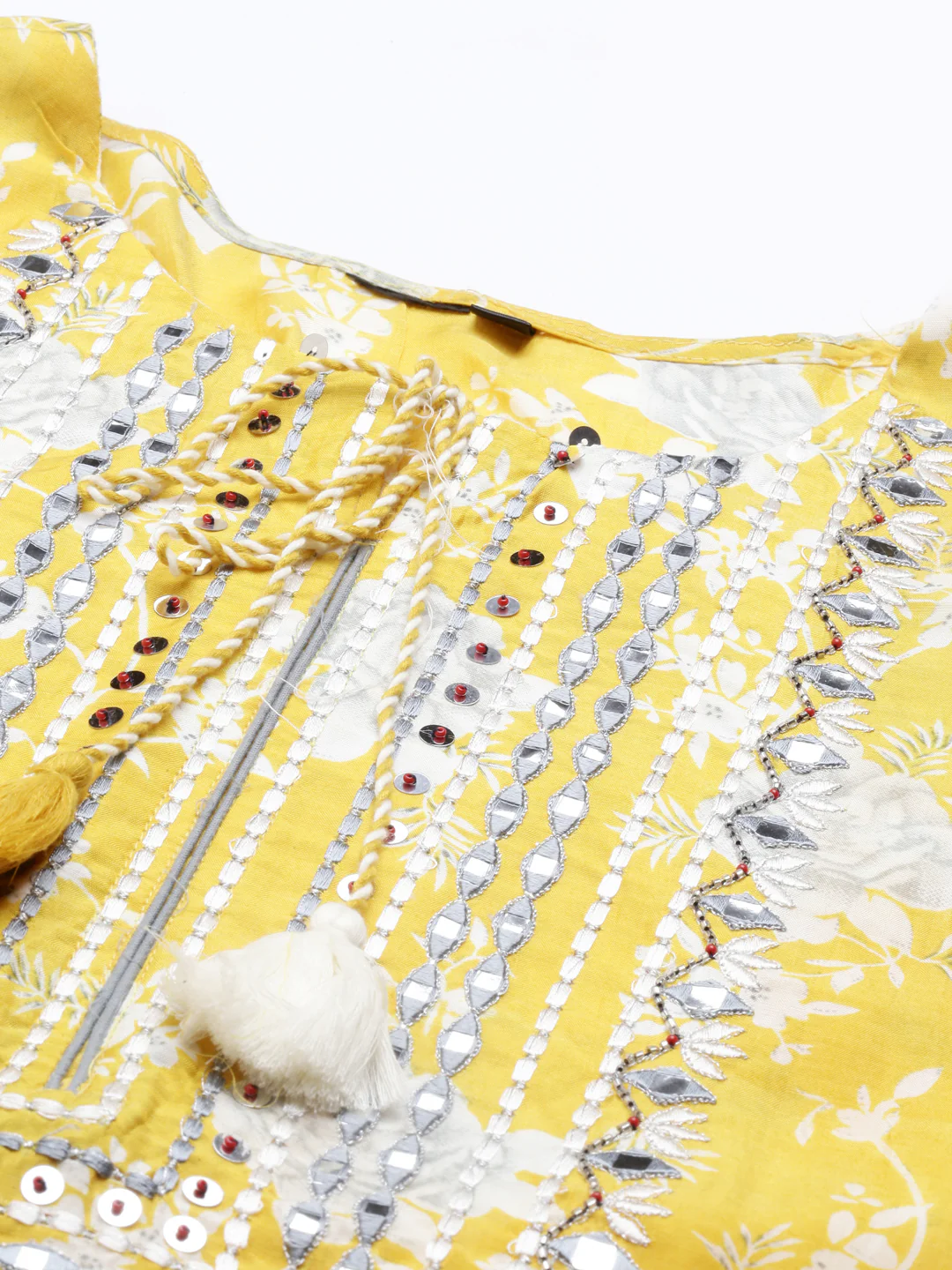 Neerus Mustard Color Muslin Fabric Kurta - Image 3