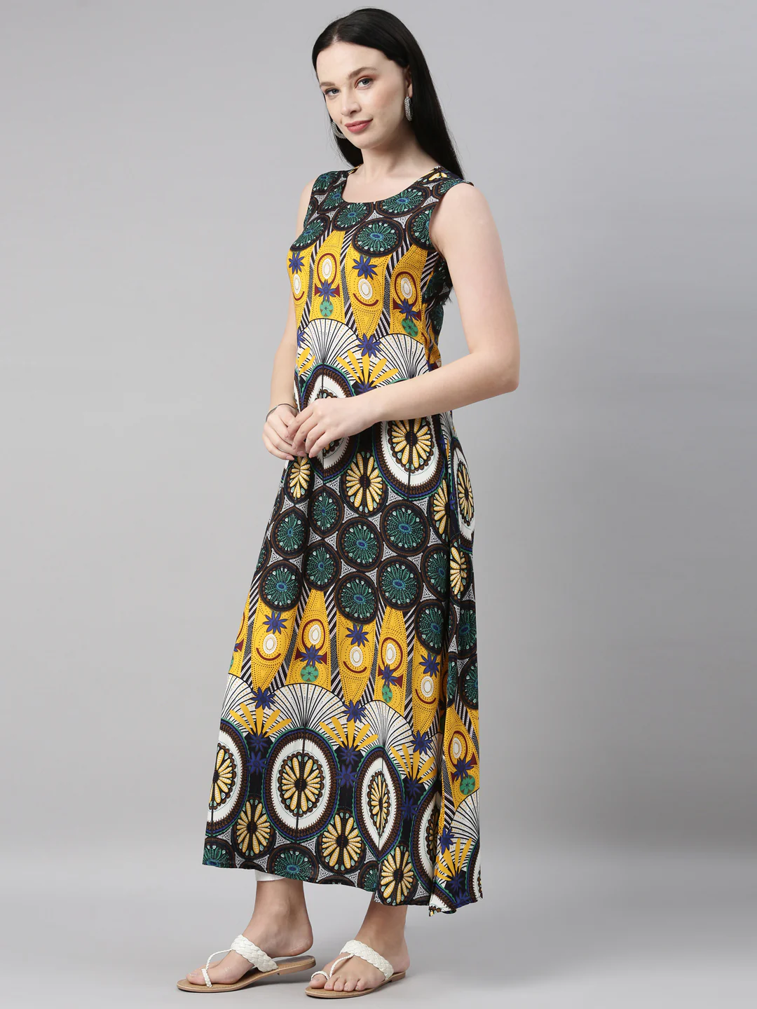 Neerus Mustard Color Rayon Fabric Kurta - Image 11