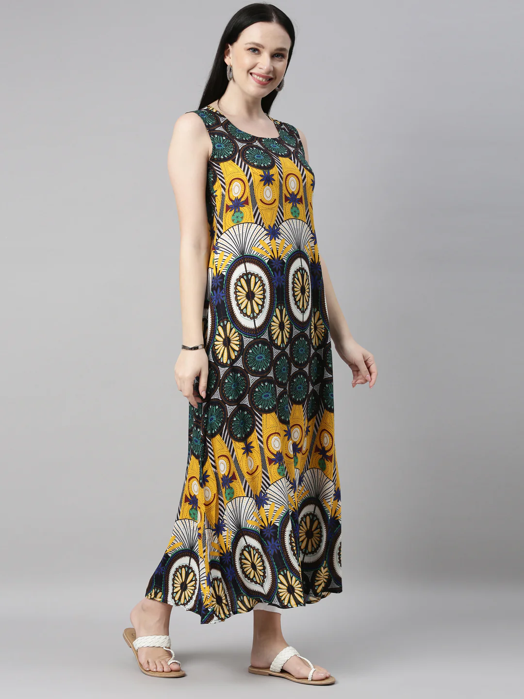 Neerus Mustard Color Rayon Fabric Kurta - Image 12