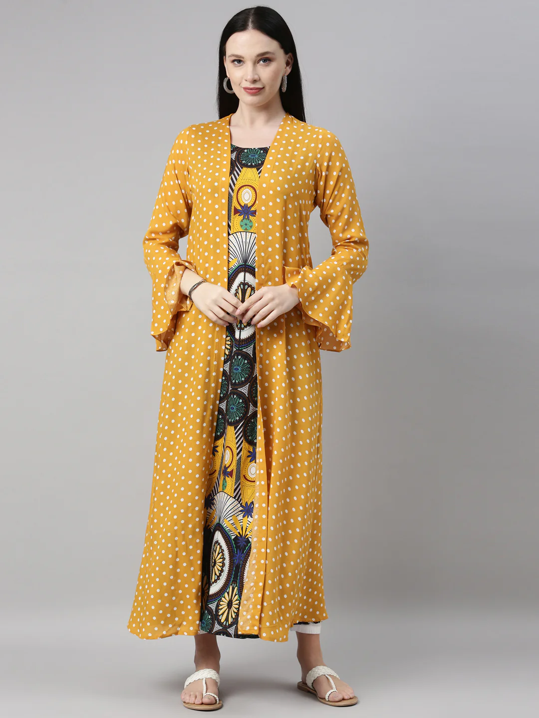 Neerus Mustard Color Rayon Fabric Kurta - Image 16