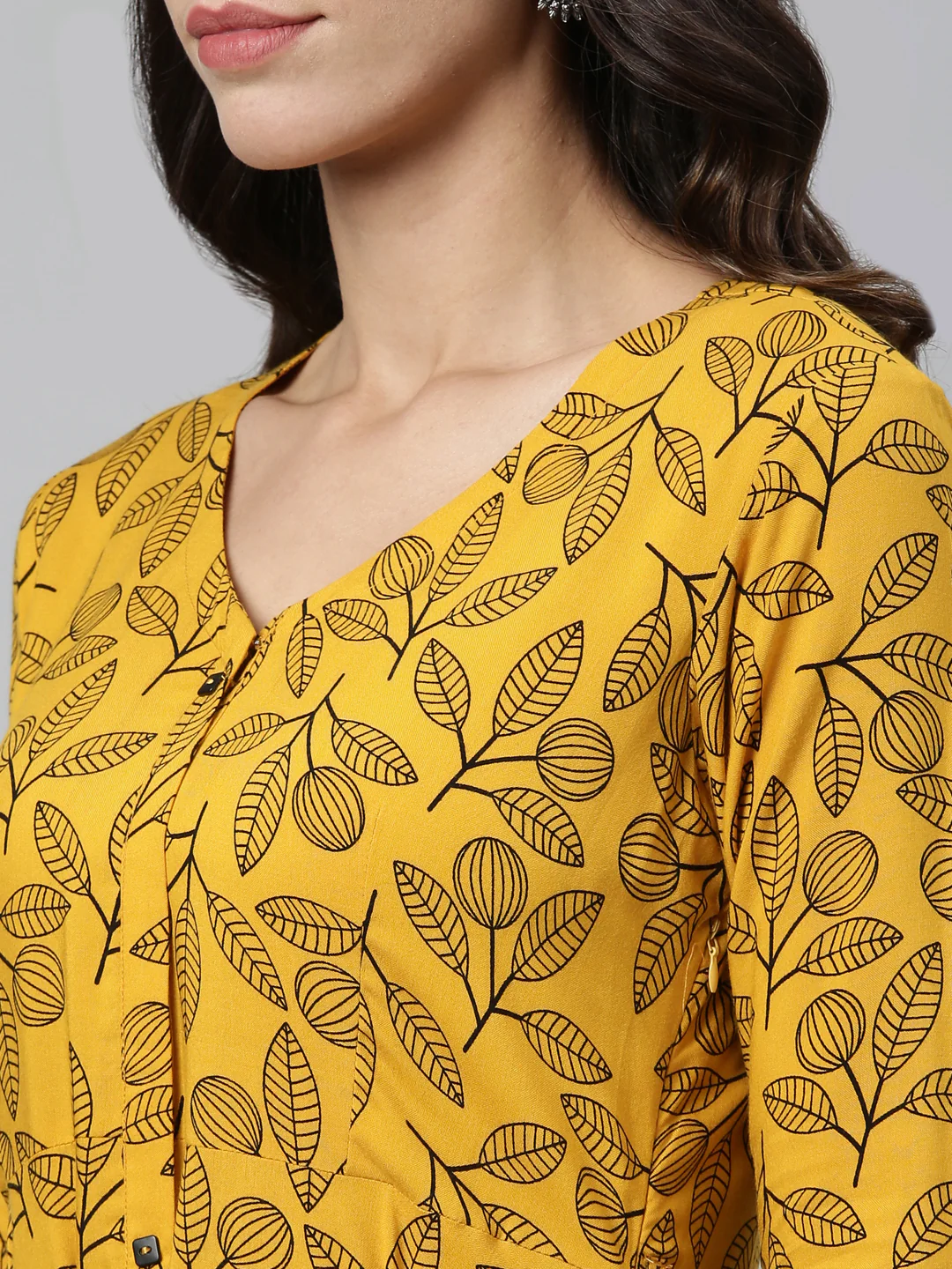 Neerus Mustard Color Rayon Fabric Kurta - Image 3
