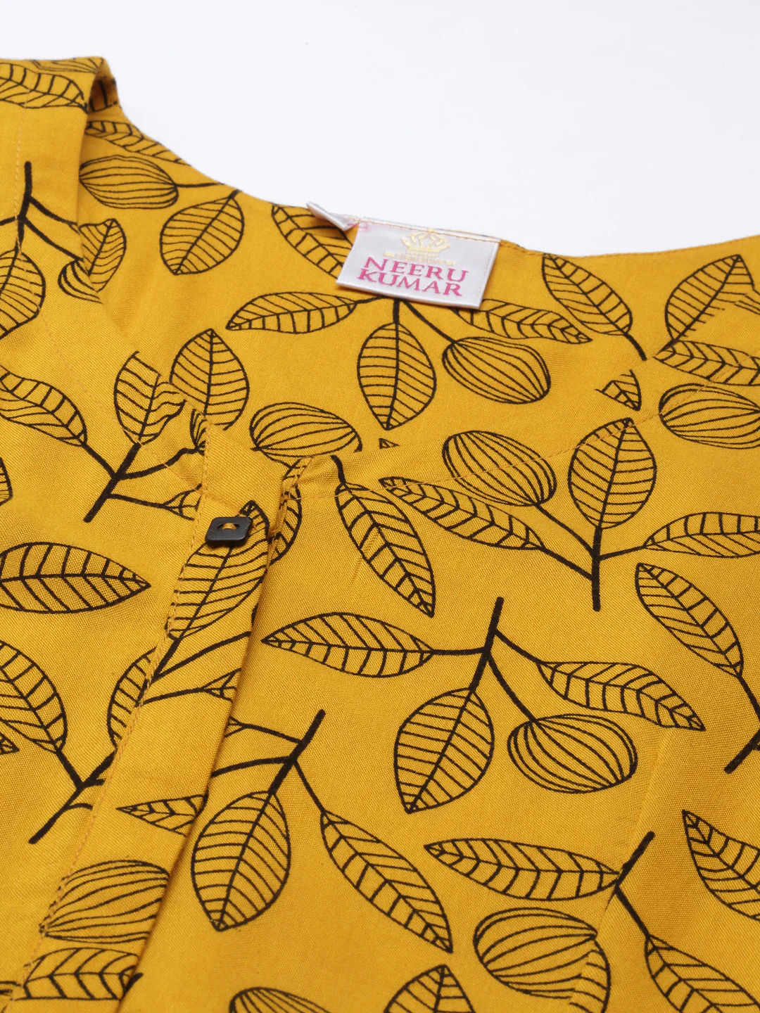 Neerus Mustard Color Rayon Fabric Kurta - Image 6