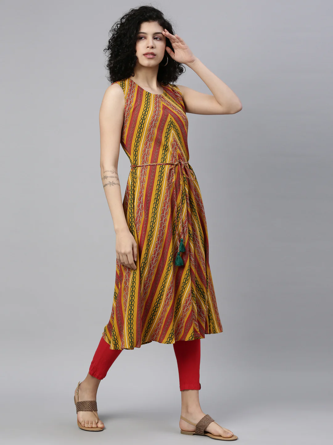 Neerus Mustard Color Rayon Fabric Kurta