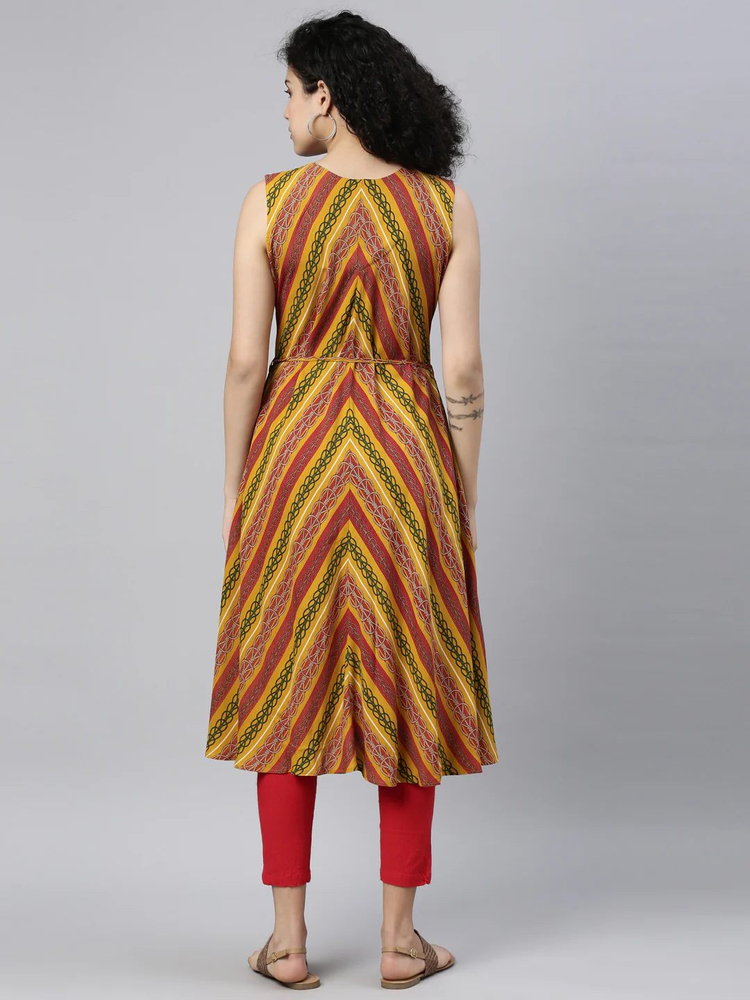 Neerus Mustard Color Rayon Fabric Kurta - Image 2