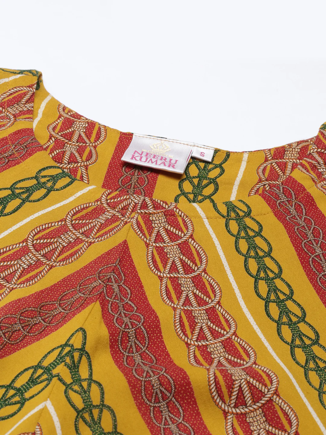 Neerus Mustard Color Rayon Fabric Kurta - Image 6