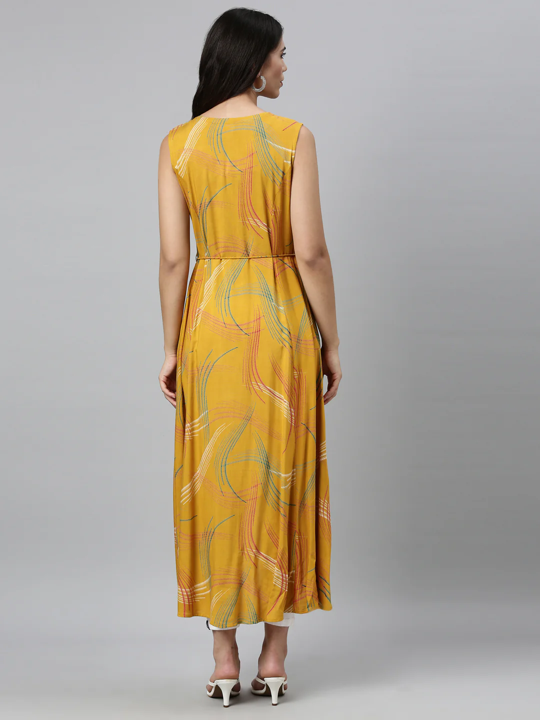 Neerus Mustard Color Rayon Fabric Kurta - Image 2