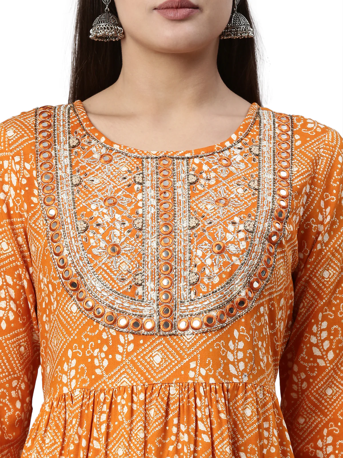 Neerus Mustard Color Rayon Fabric Kurta - Image 2