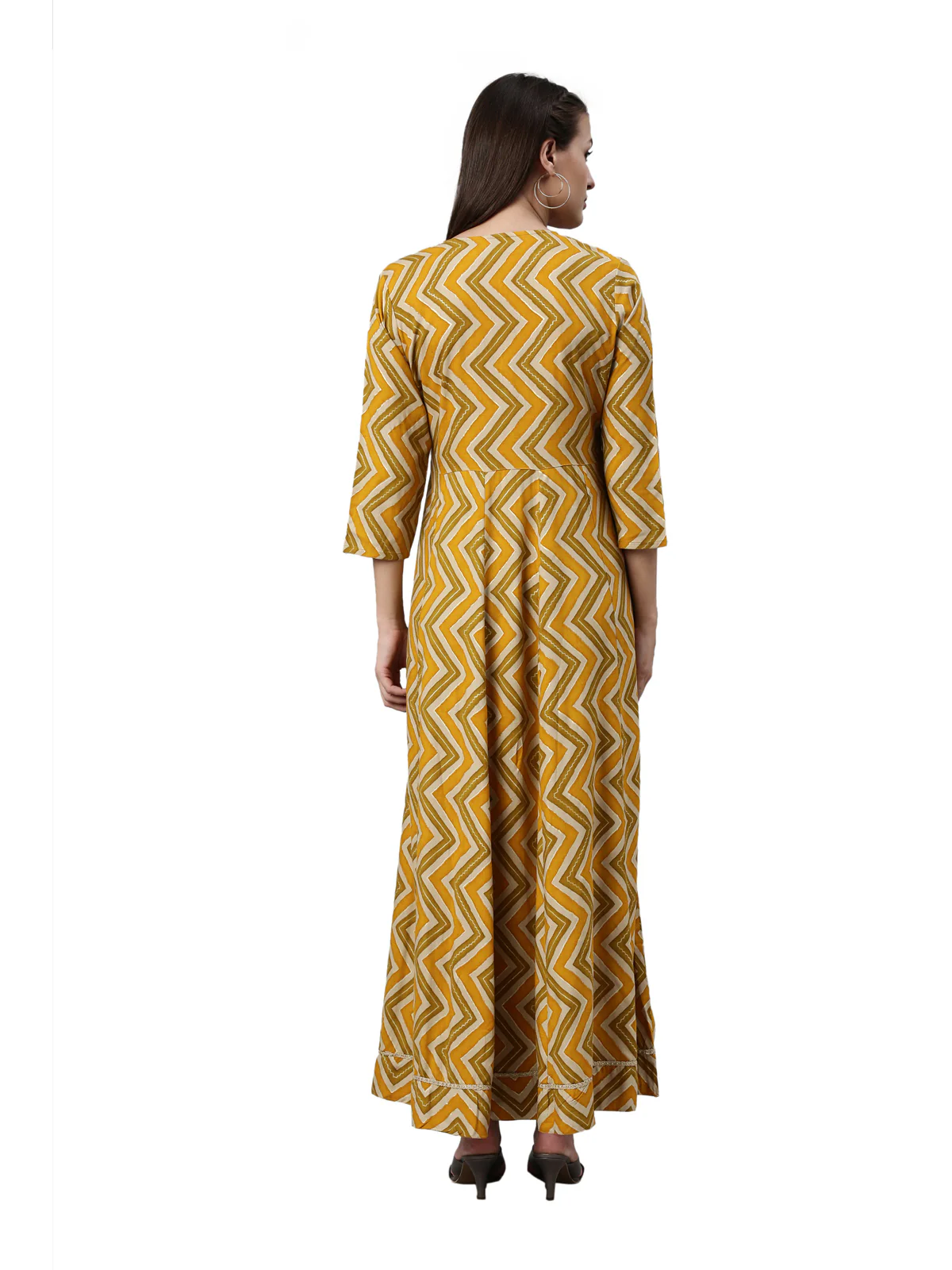 Neerus Mustard Color Rayon Fabric Kurta - Image 5