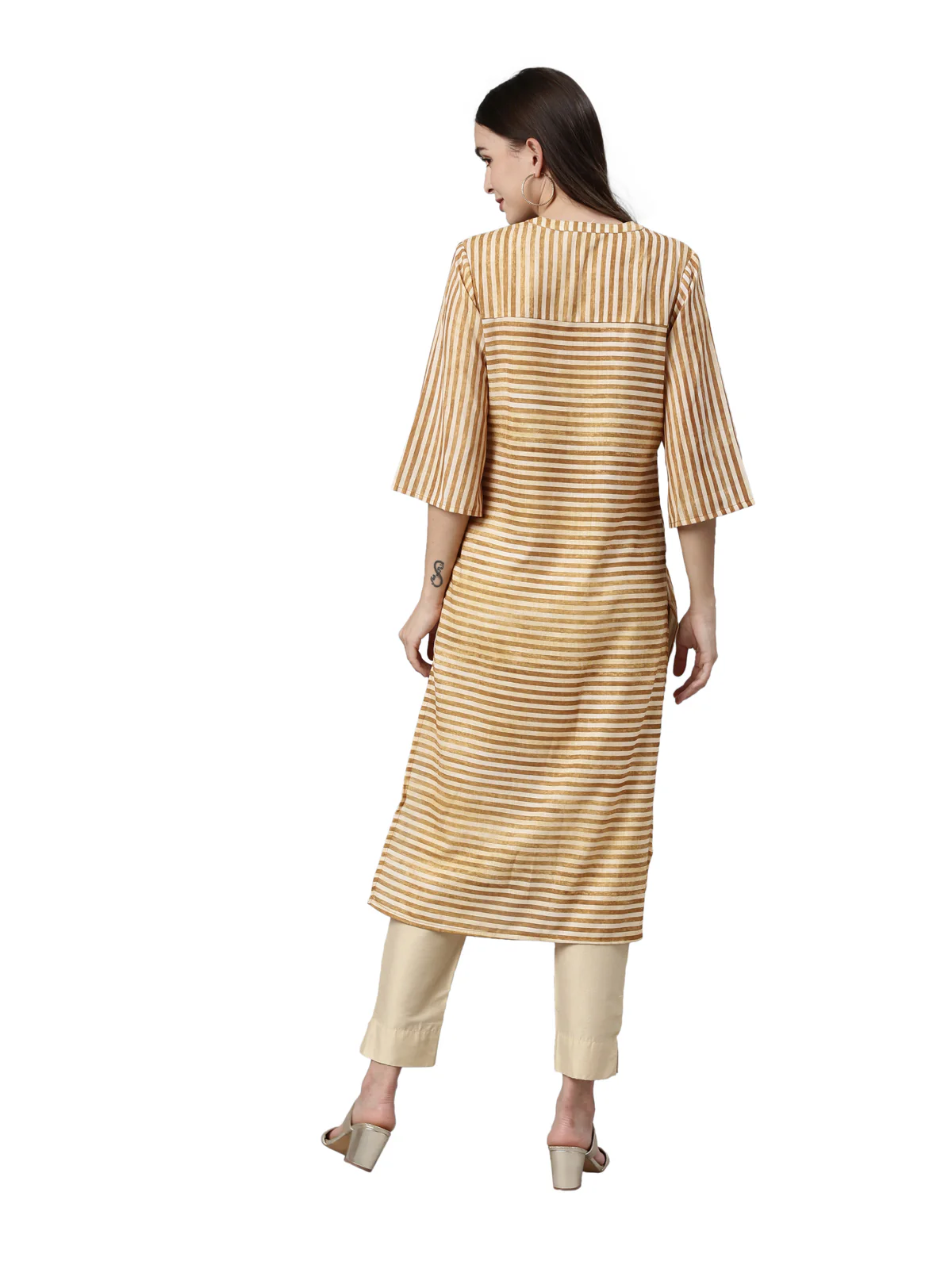 Neerus Mustard Color Rayon Fabric Kurta - Image 5