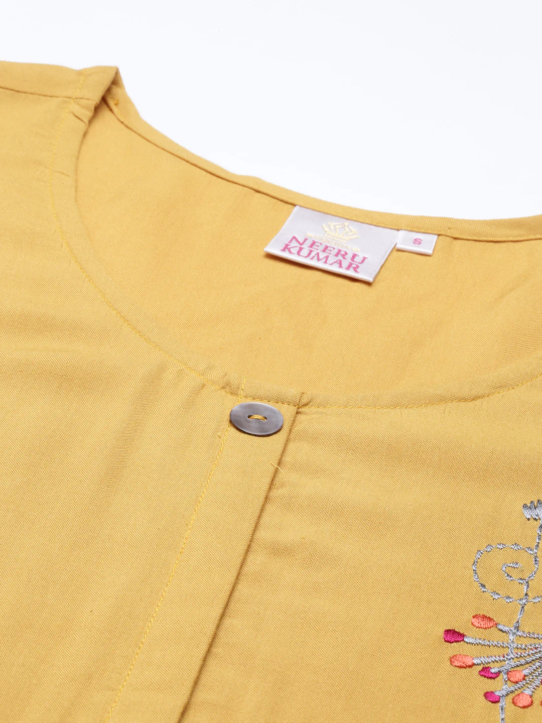 Neerus Mustard Color Rayon Fabric Kurta Set - Image 2