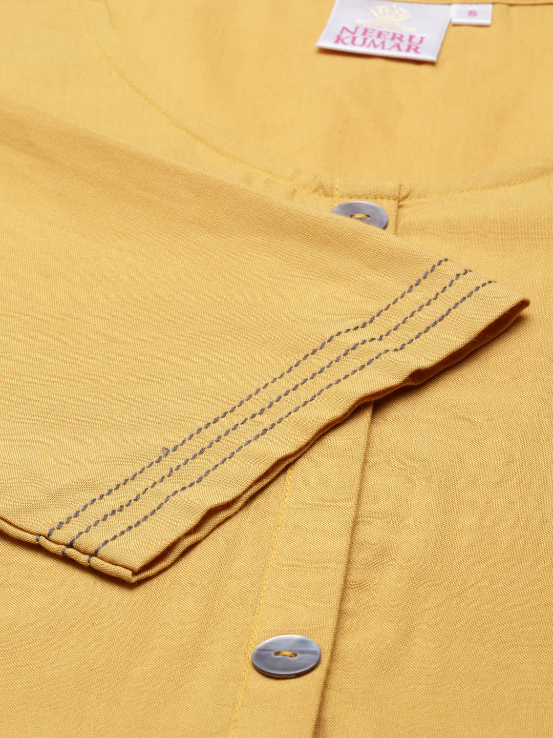 Neerus Mustard Color Rayon Fabric Kurta Set - Image 7