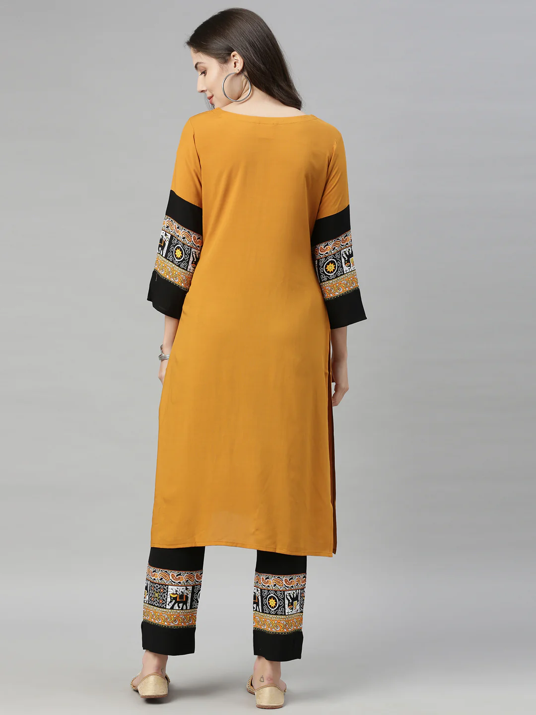 Neerus Mustard Color Rayon Fabric Plazo Set - Image 7