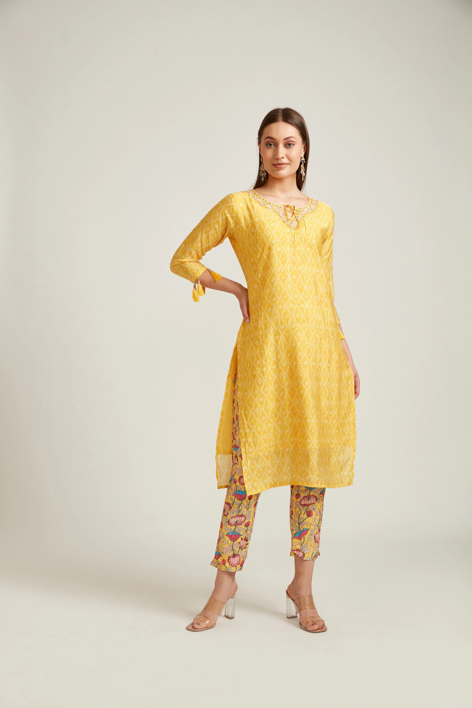 Neerus Mustard Color Rayon Fabric Salwar Kameez - Image 7