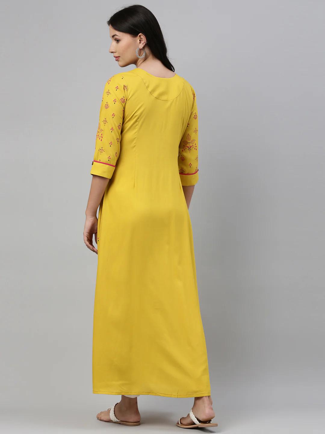 Neerus Mustard Color Rayon Fabric Tunic - Image 5