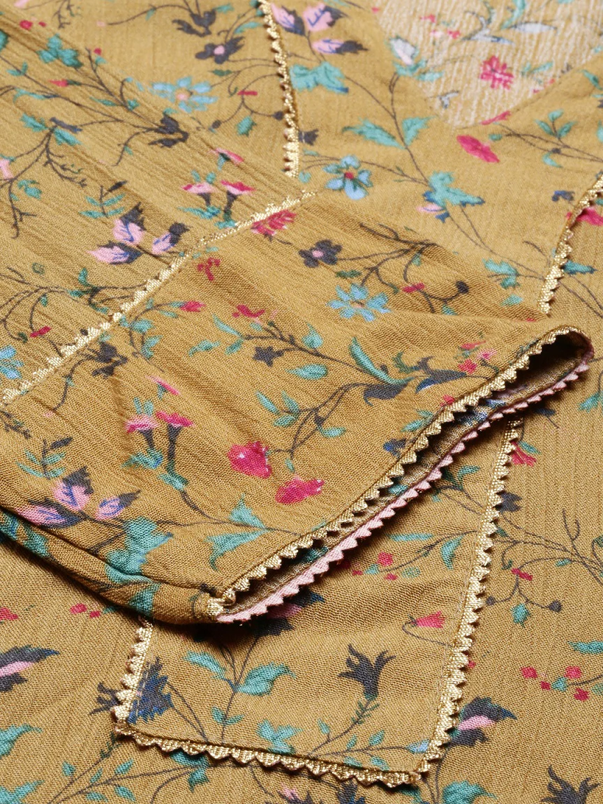 Neerus Mustard Color Rayon Fabric Tunic - Image 4