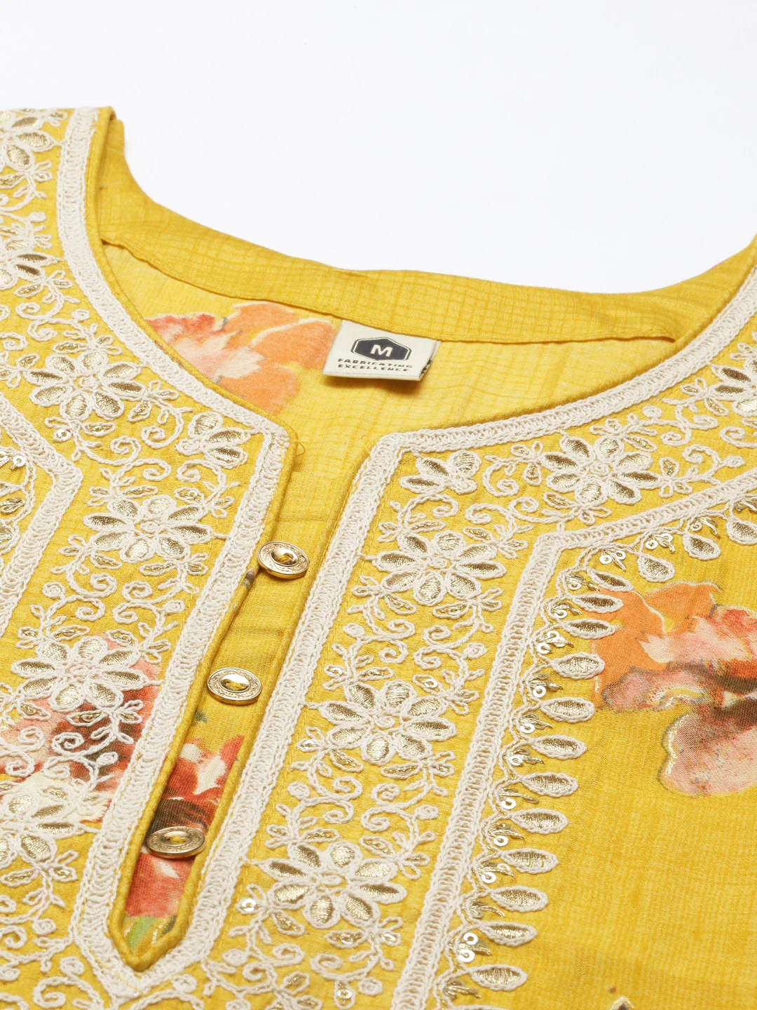 Neerus Mustard Color Silk Fabric Kurta - Image 7