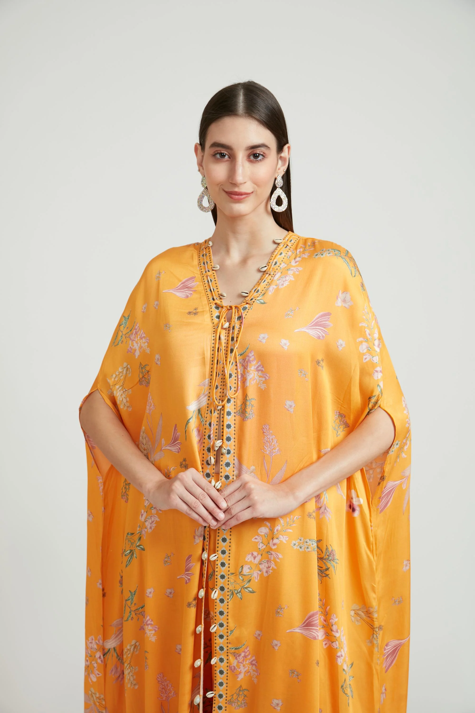Neerus Mustard Color Silk Fabric Kurta Set - Image 4