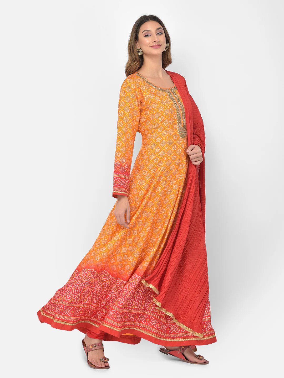 Neerus Mustard Color Silk Fabric Salwar Kameez - Image 4