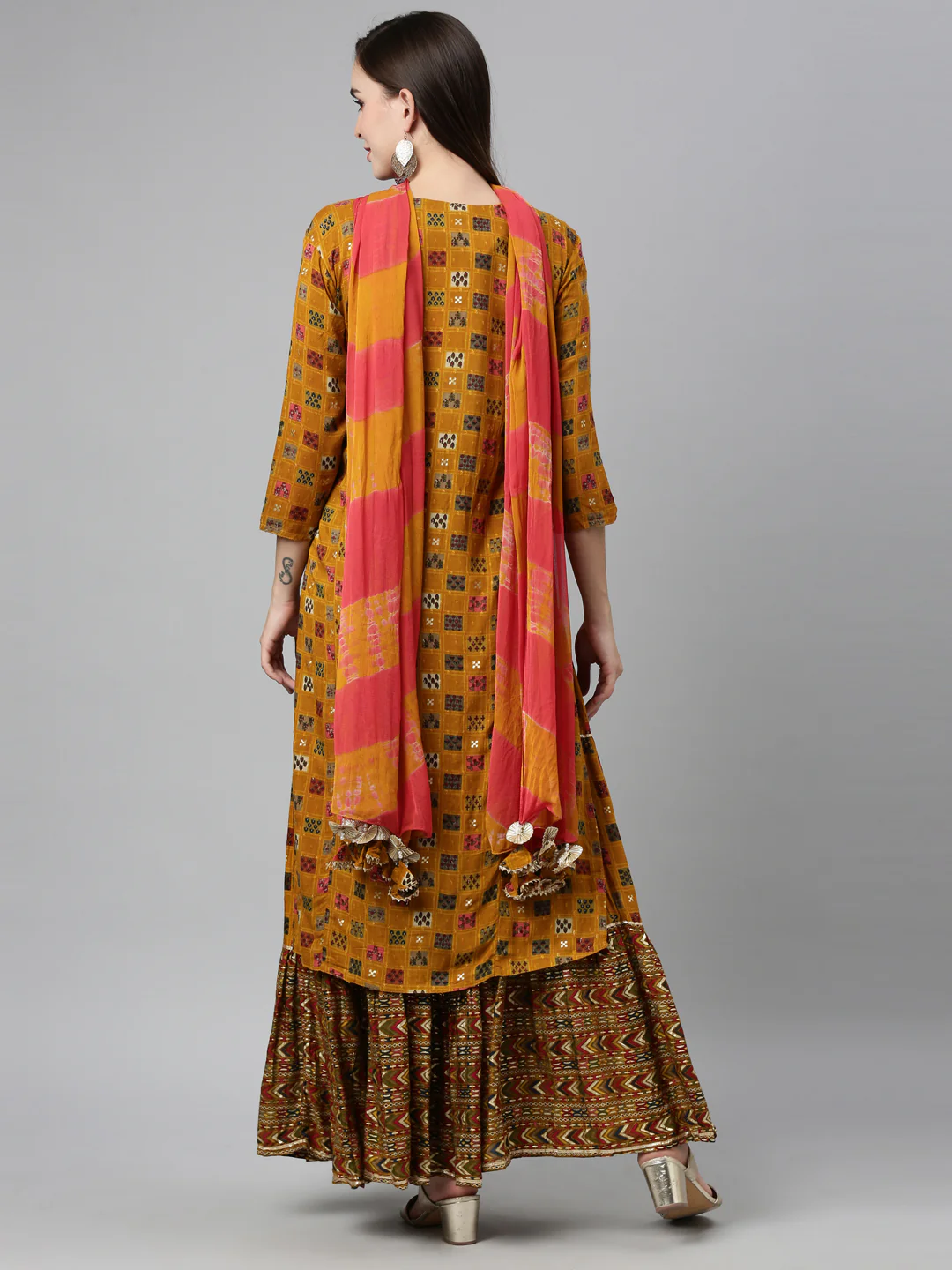 Neerus Mustard Color Viscose Rayon Fabric Kurta Sets With Dupatta - Image 2