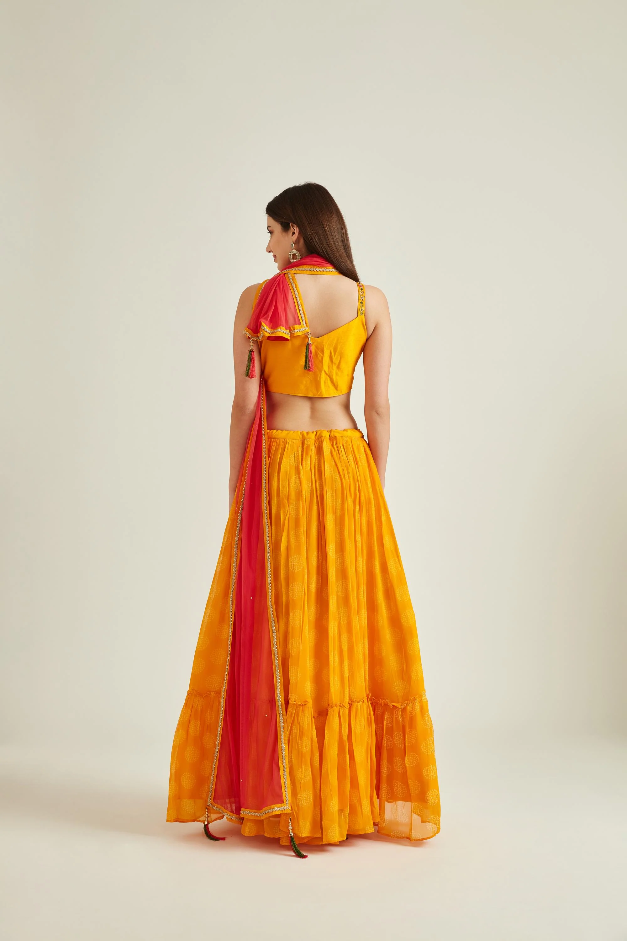Neerus Mustard Colour Georgette Fabric Ghagra Set - Image 2