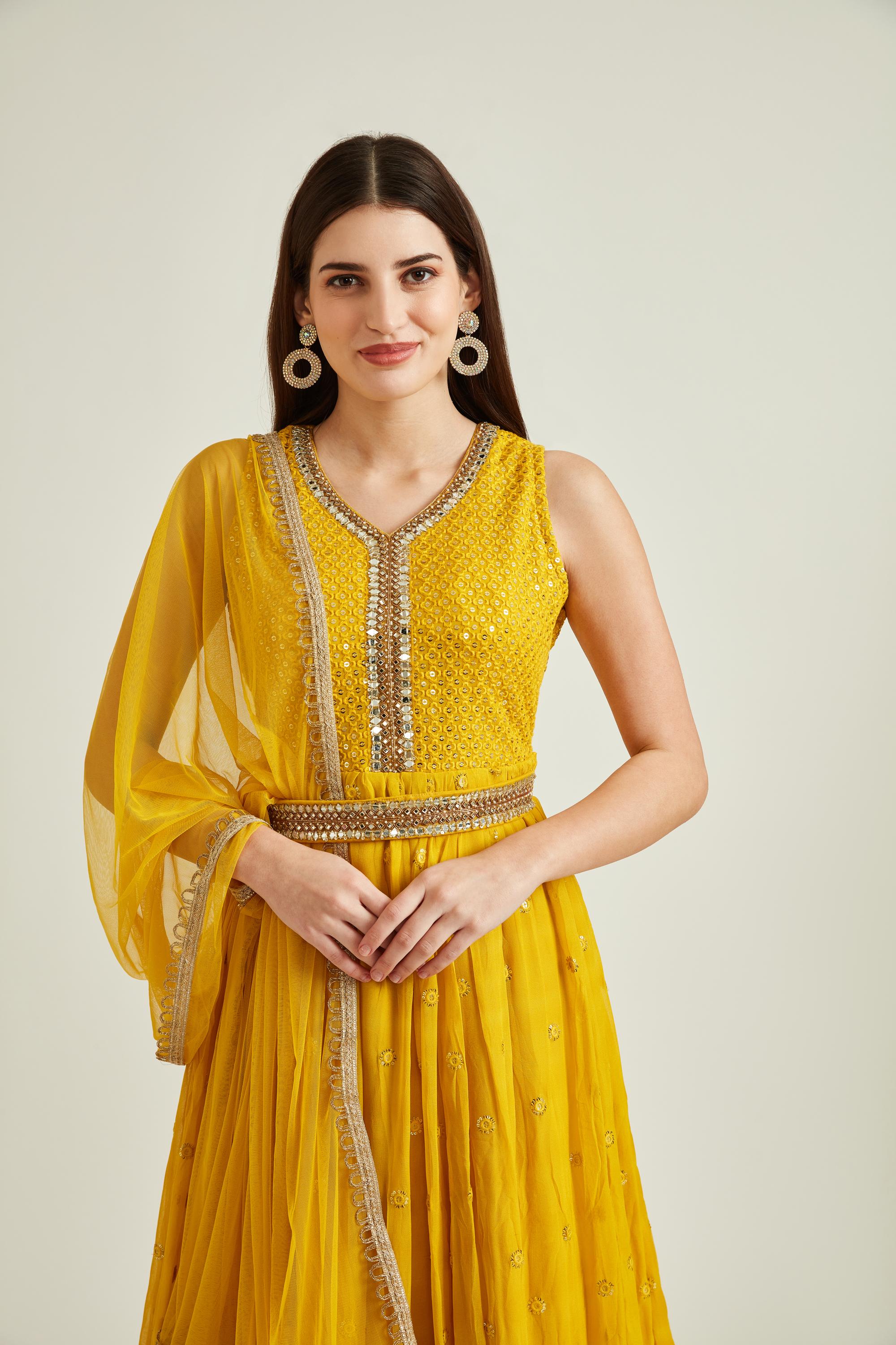 Neerus Mustard Colour Georgette Fabric Suit - Image 3