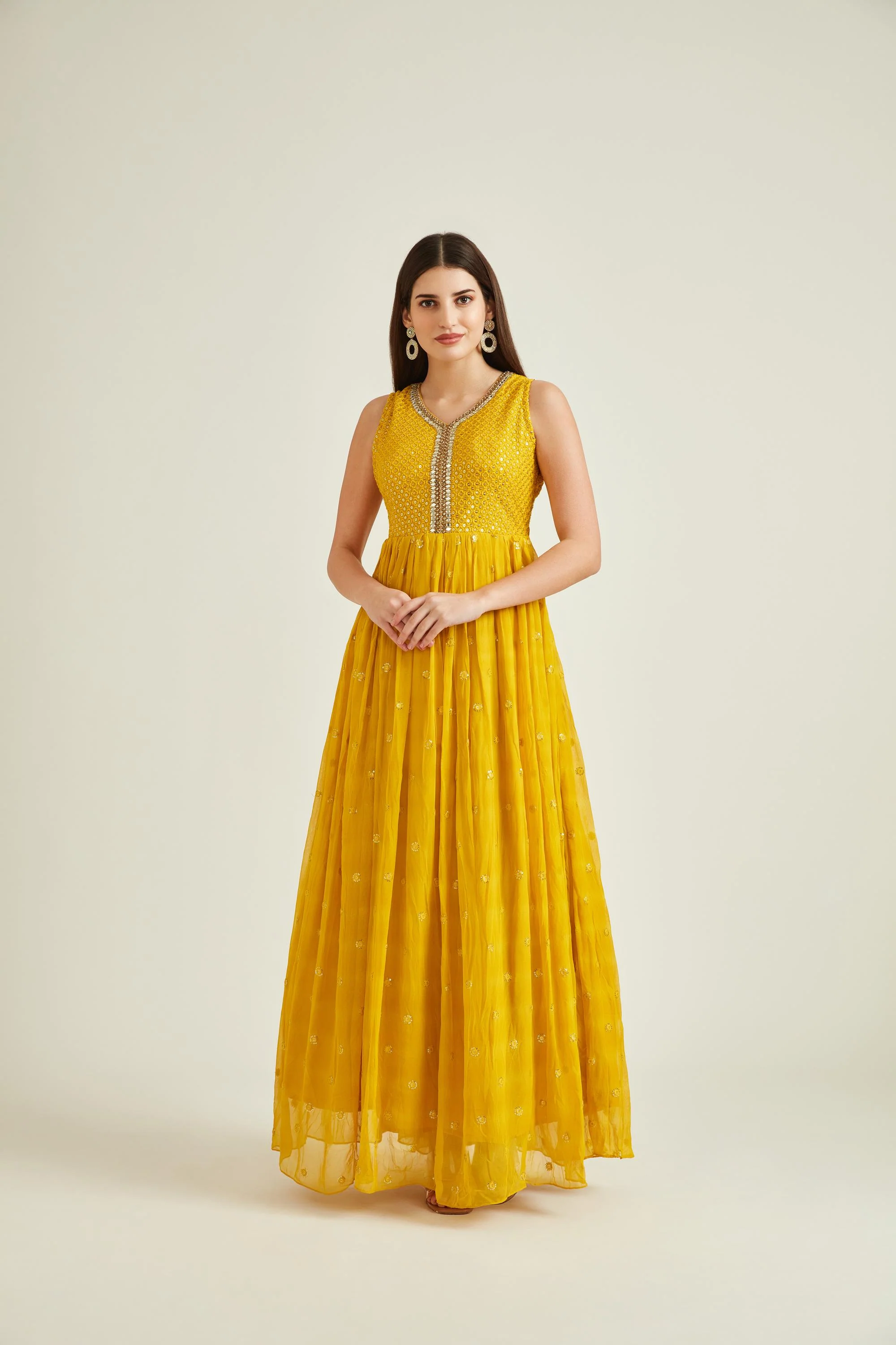 Neerus Mustard Colour Georgette Fabric Suit - Image 4