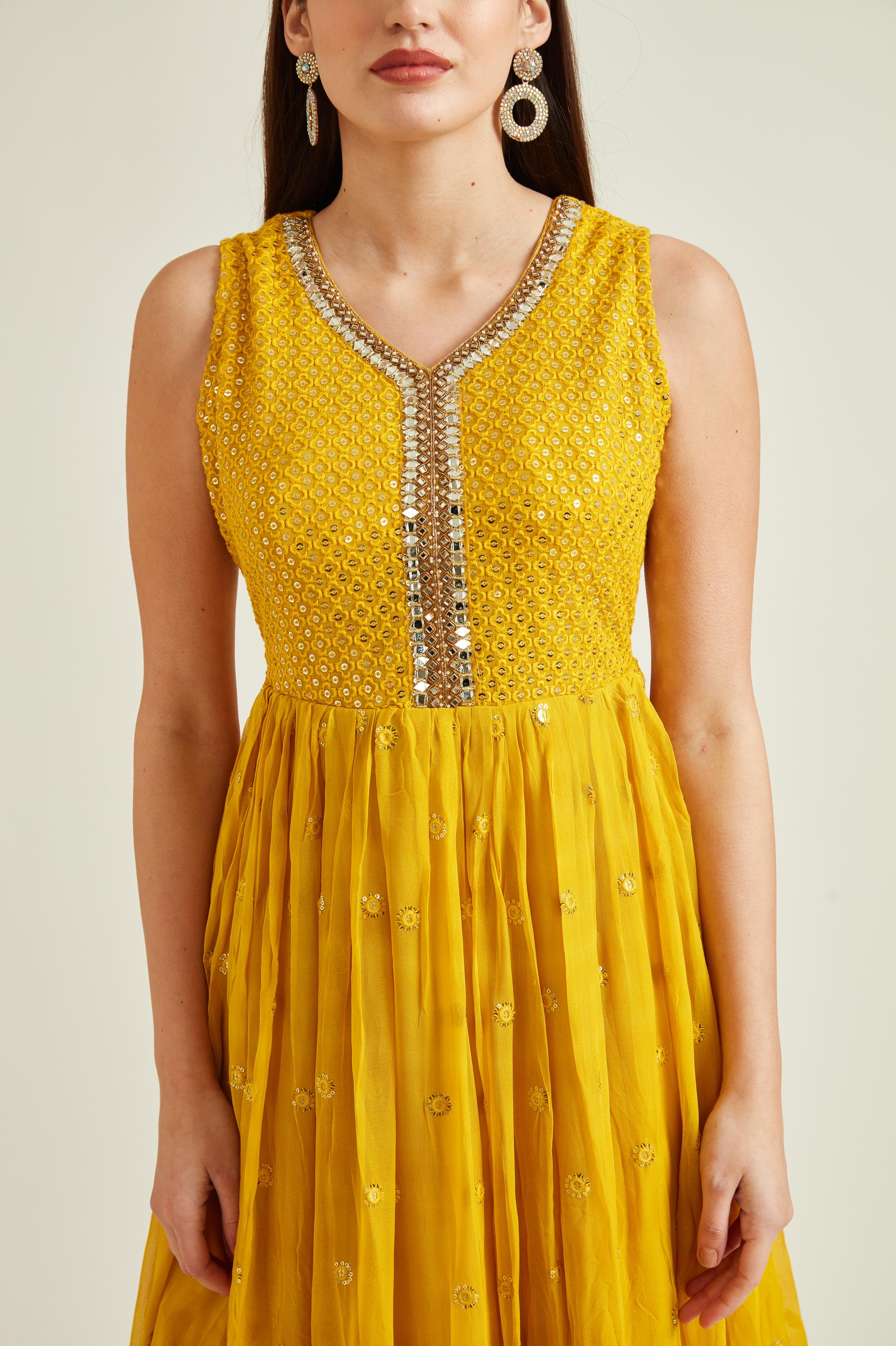Neerus Mustard Colour Georgette Fabric Suit - Image 5