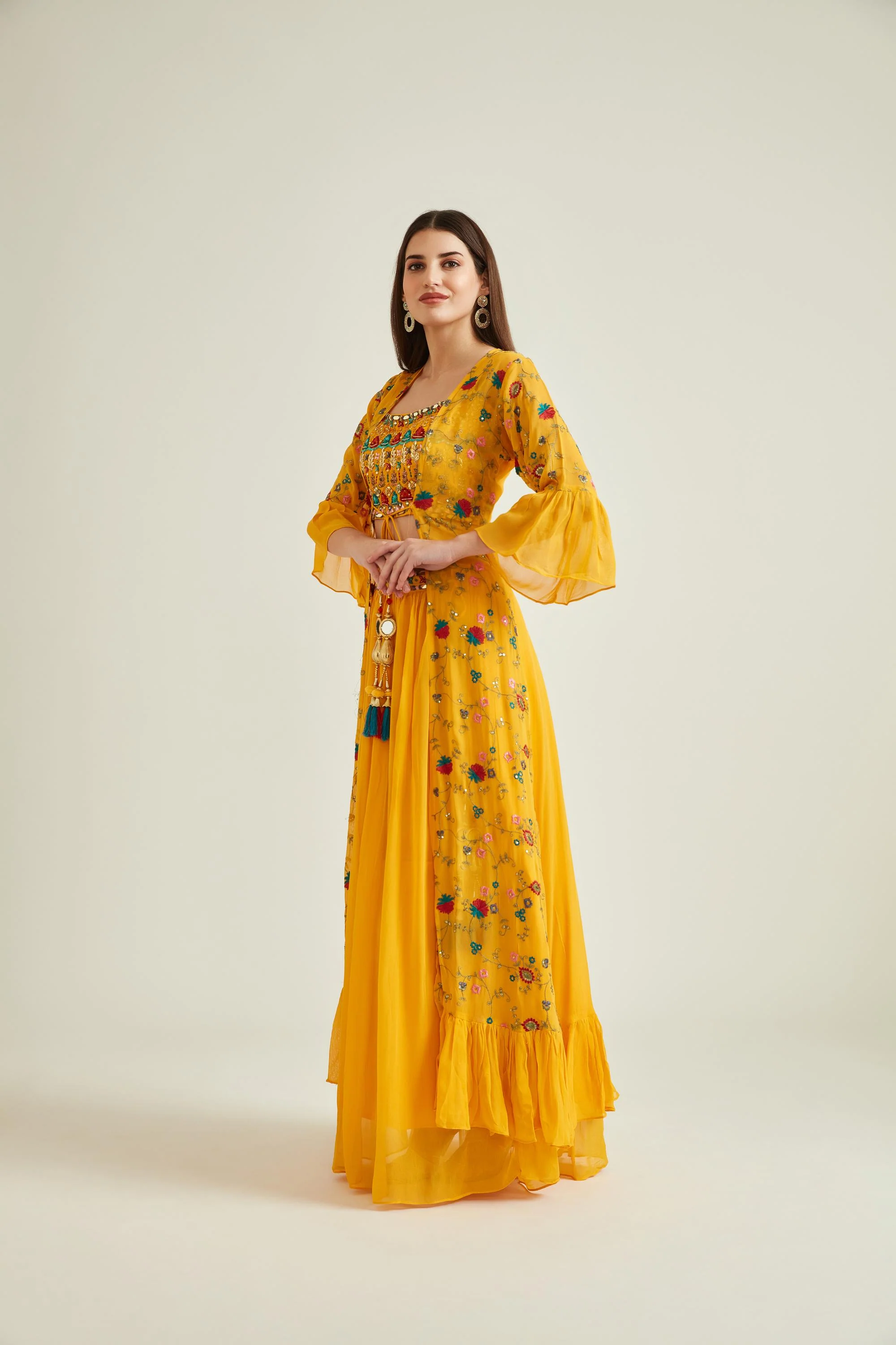 Neerus Mustard Colour Georgette Fabric Suit