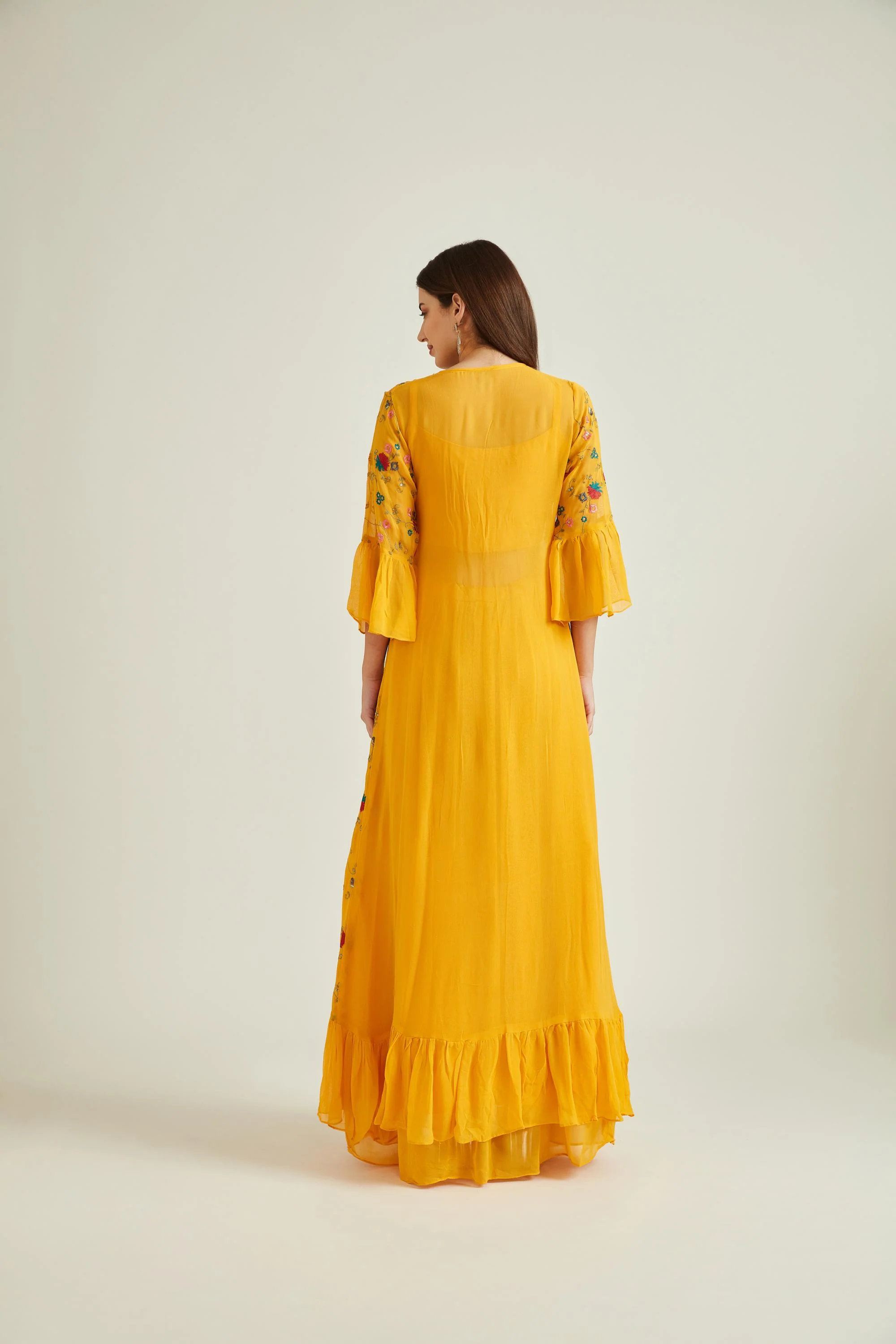 Neerus Mustard Colour Georgette Fabric Suit - Image 2