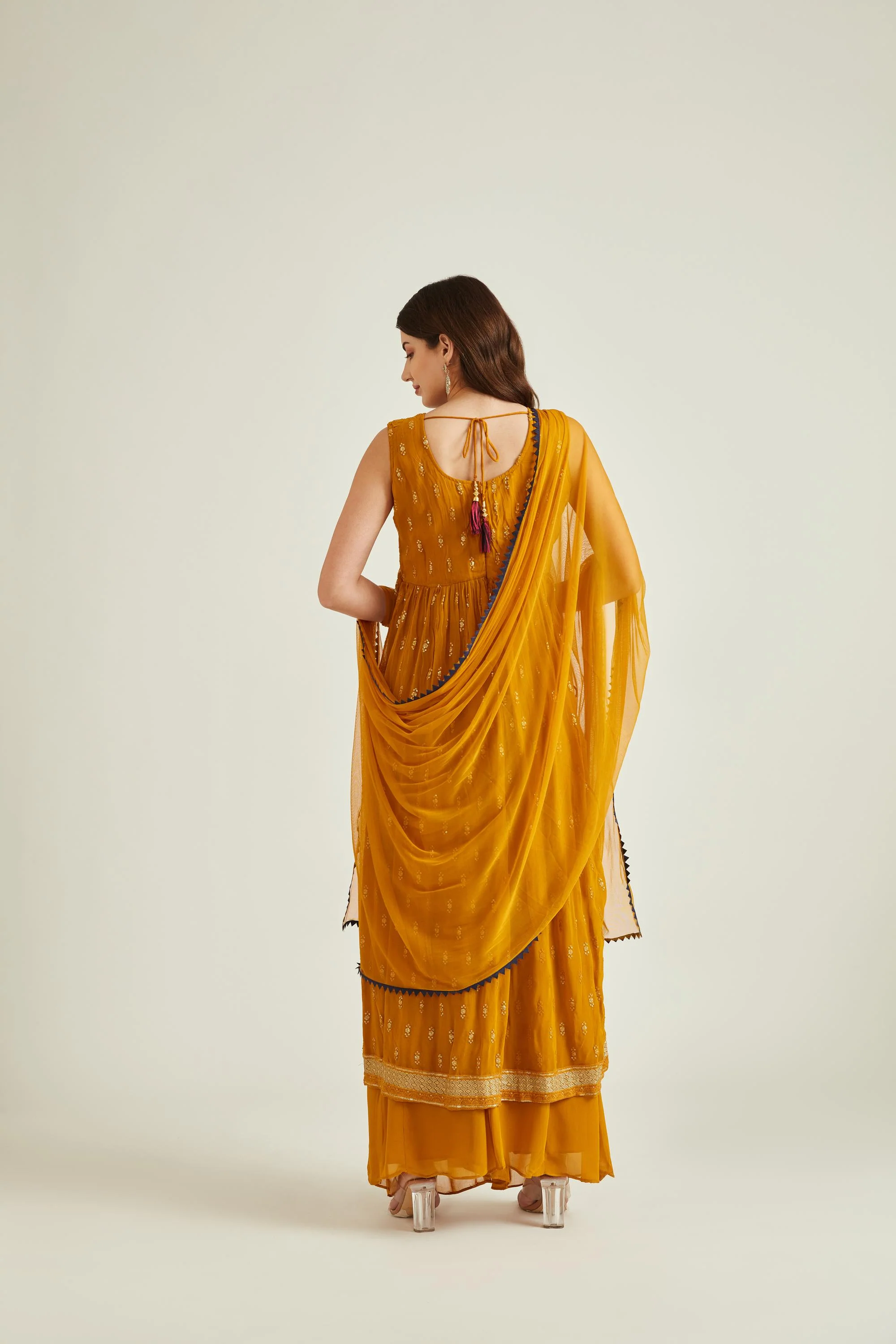 Neerus Mustard Colour Georgette Fabric Suit - Image 2