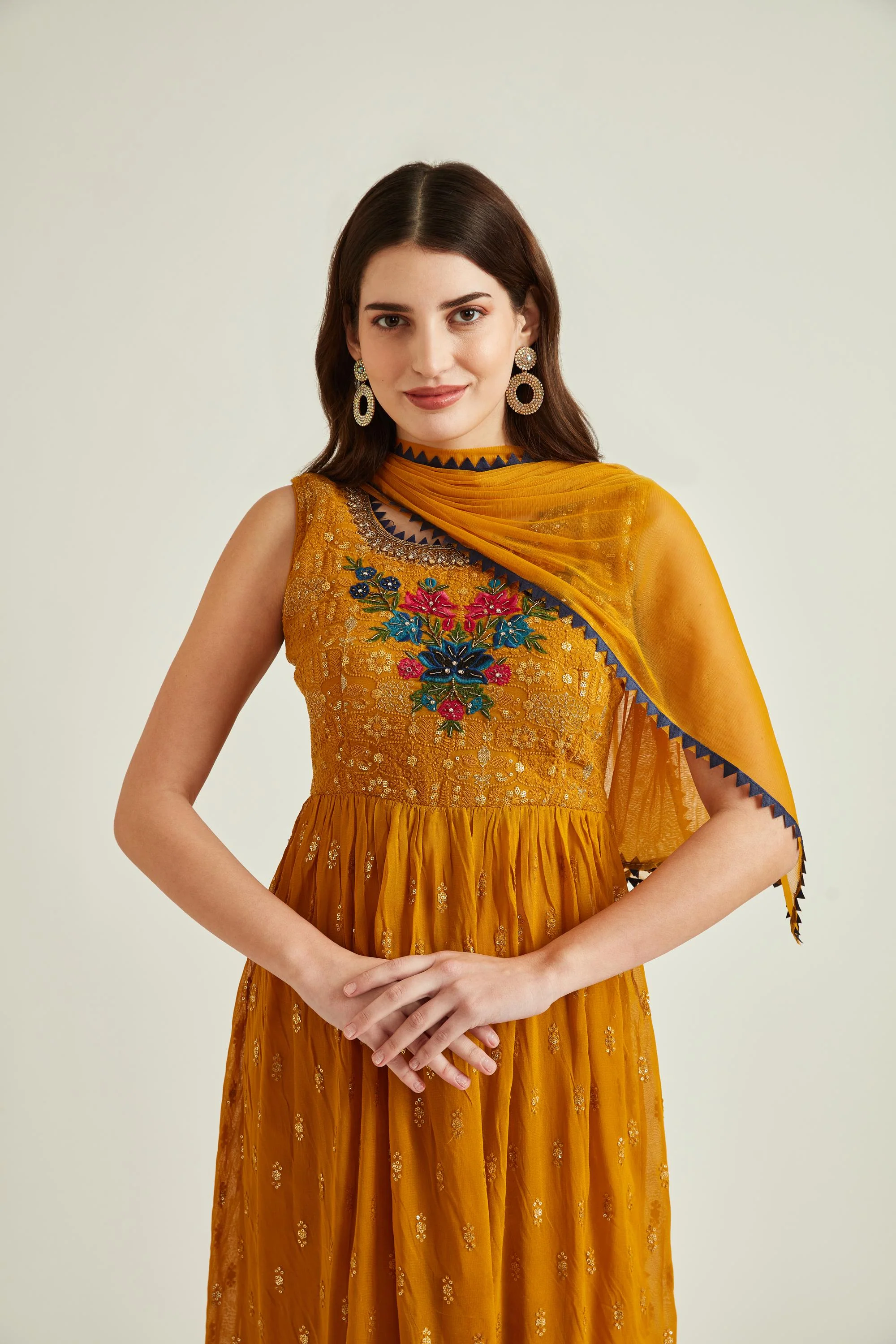 Neerus Mustard Colour Georgette Fabric Suit - Image 3