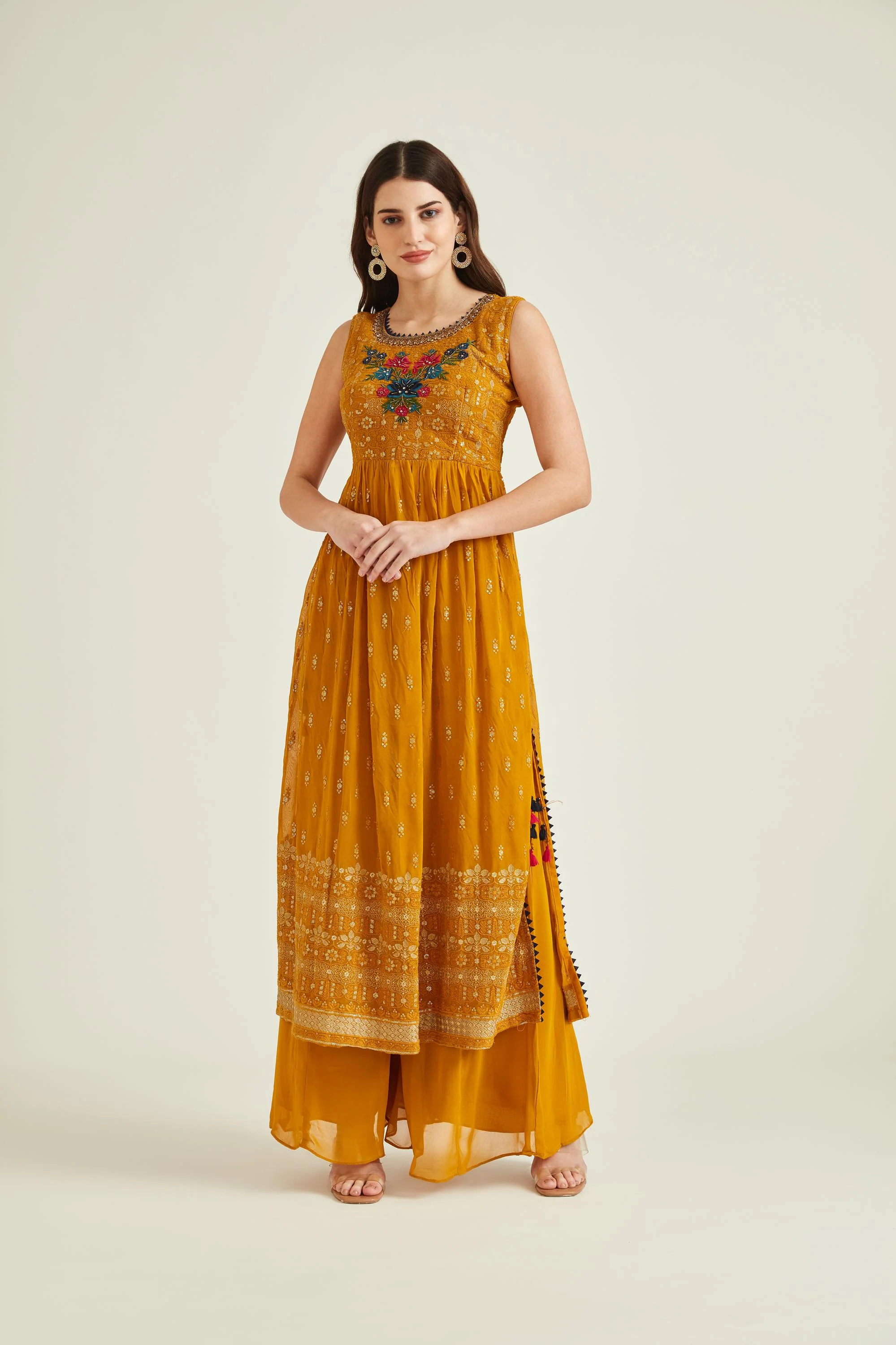 Neerus Mustard Colour Georgette Fabric Suit - Image 4