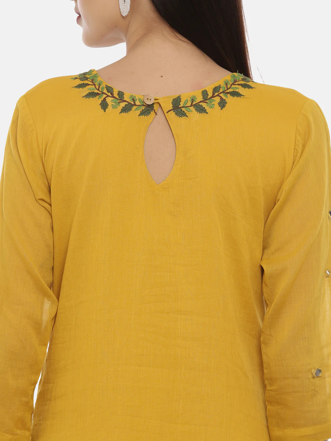 Neerus Mustard Embroidered A Line Double Layered Kurta - Image 3