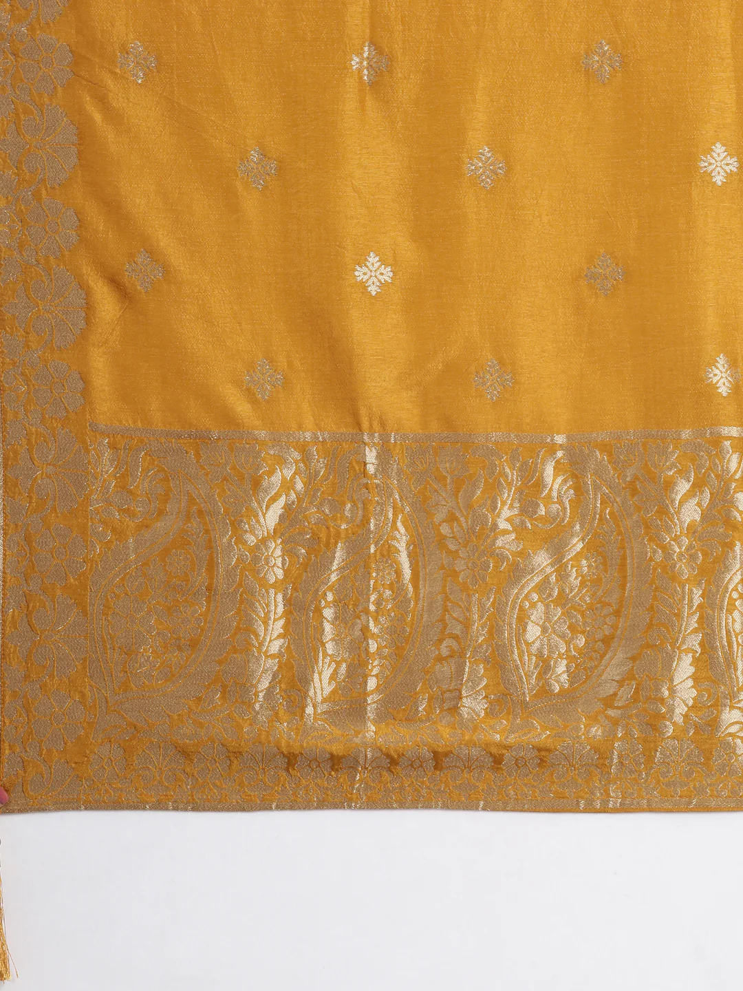 Neerus Mustard Panelled Straight Kurta and Trousers With Dupatta - Image 7