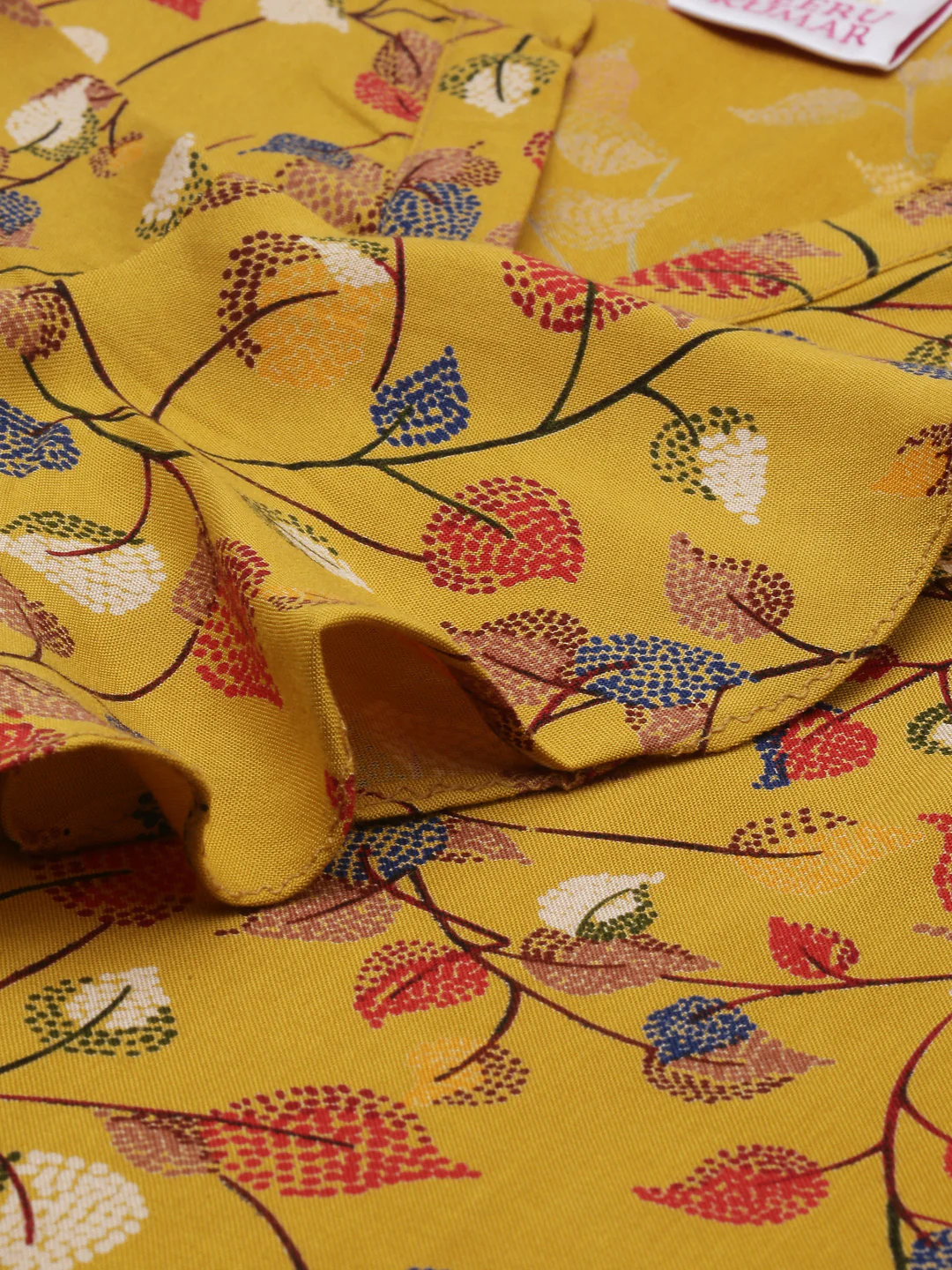 Neerus Mustard Printed A Line Kurta - Image 3