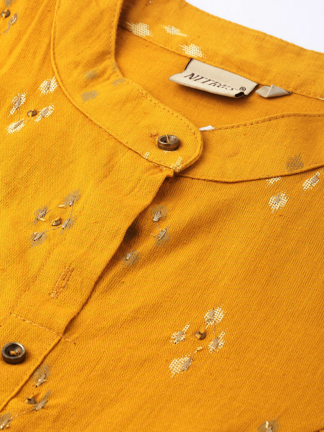 Neerus Mustard Printed A Line Kurta - Image 2