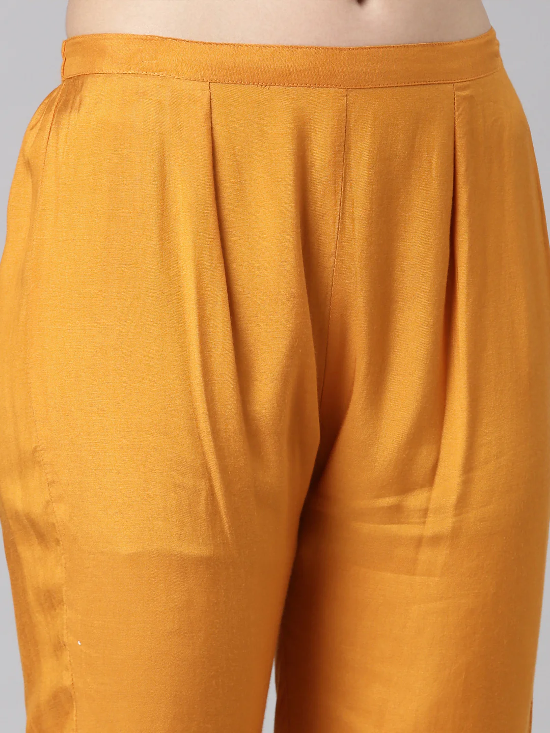 Neerus Mustard Printed Straight Kurta and Trousers With Dupatta - Image 6