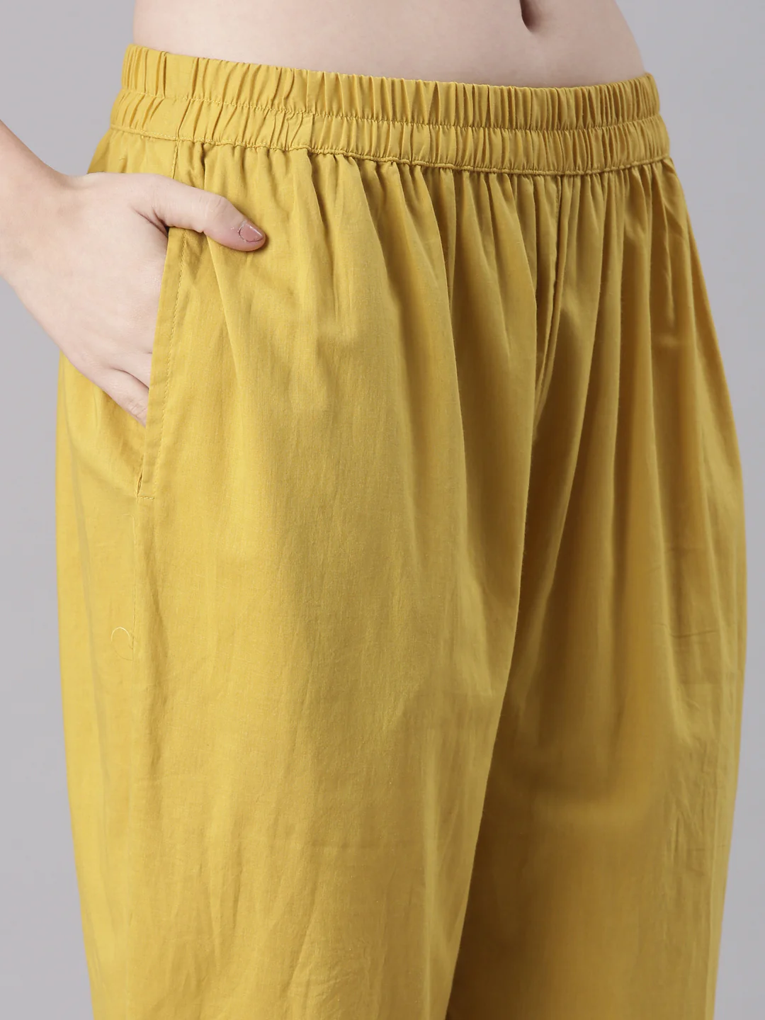 Neerus Mustard Printed Straight Kurta and Trousers With Dupatta - Image 6