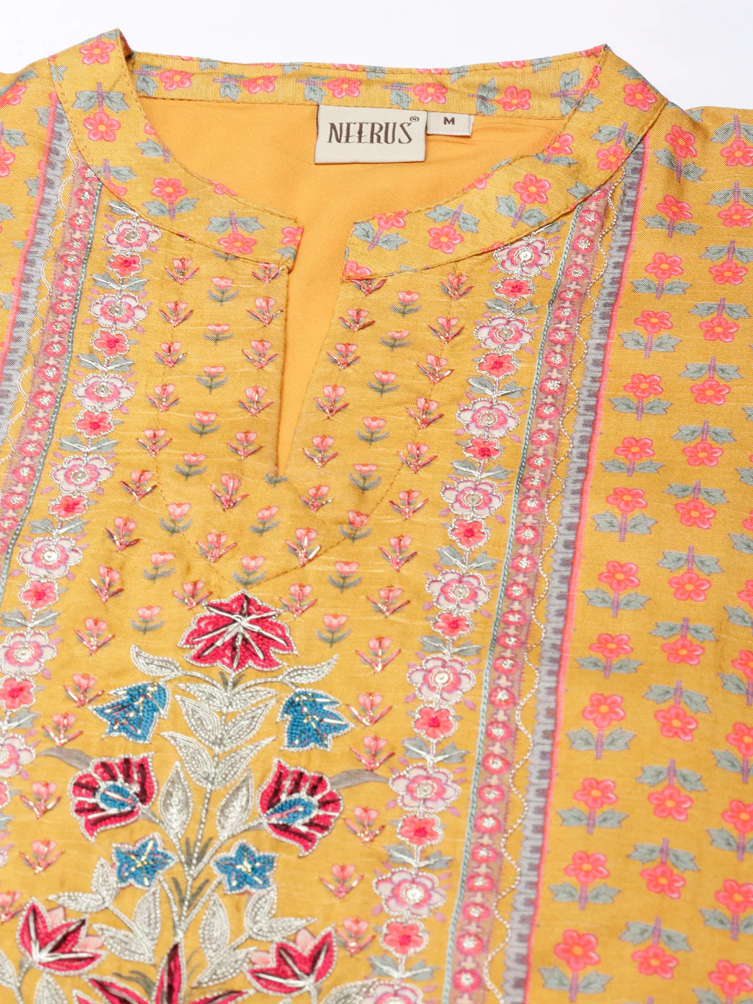 Neerus Mustard Regular Anarkali Kurta and Trousers With Dupatta - Image 4